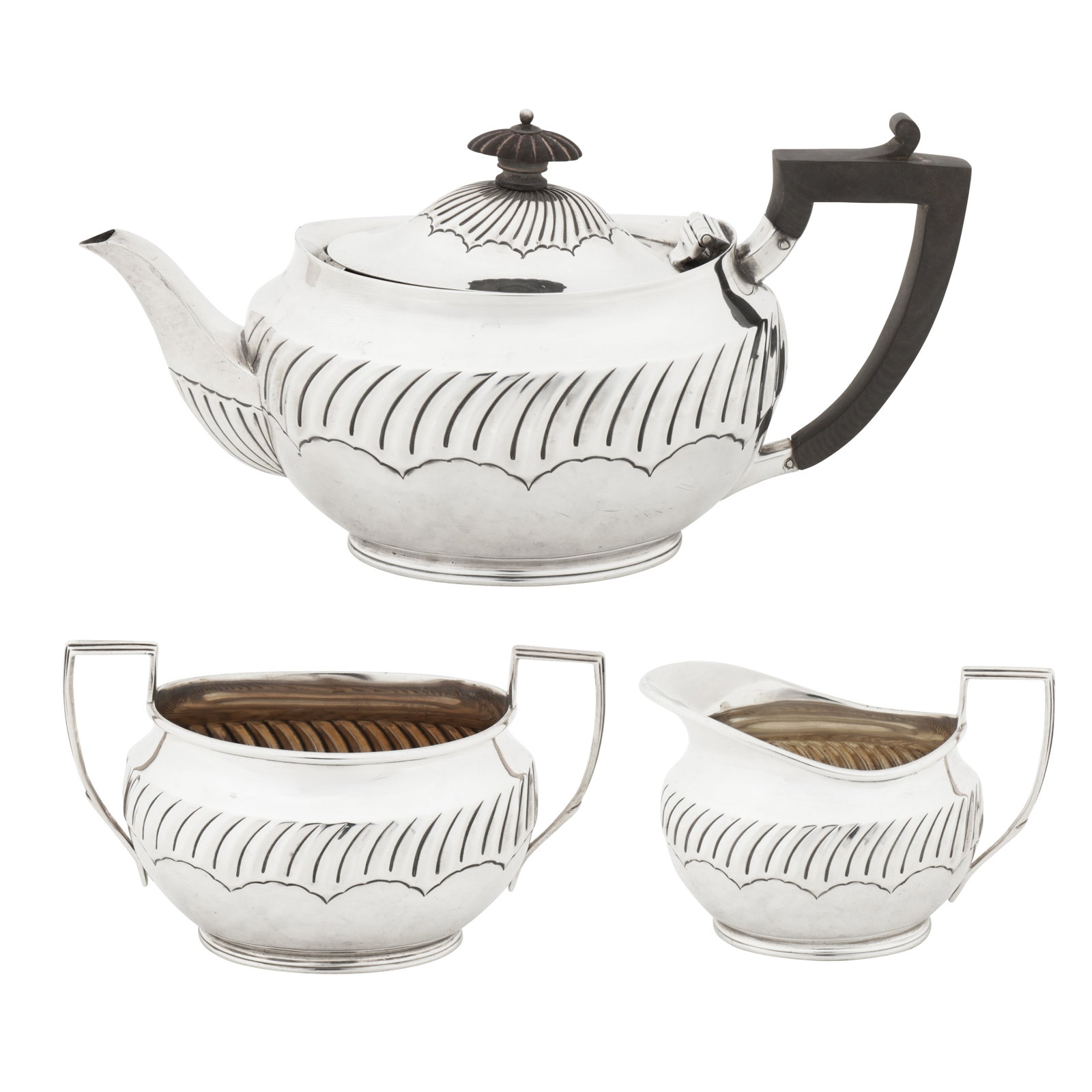 Sheffield 1893 by Henry Stratford A Victorian sterling silver three-piece tea service (1 of 8)