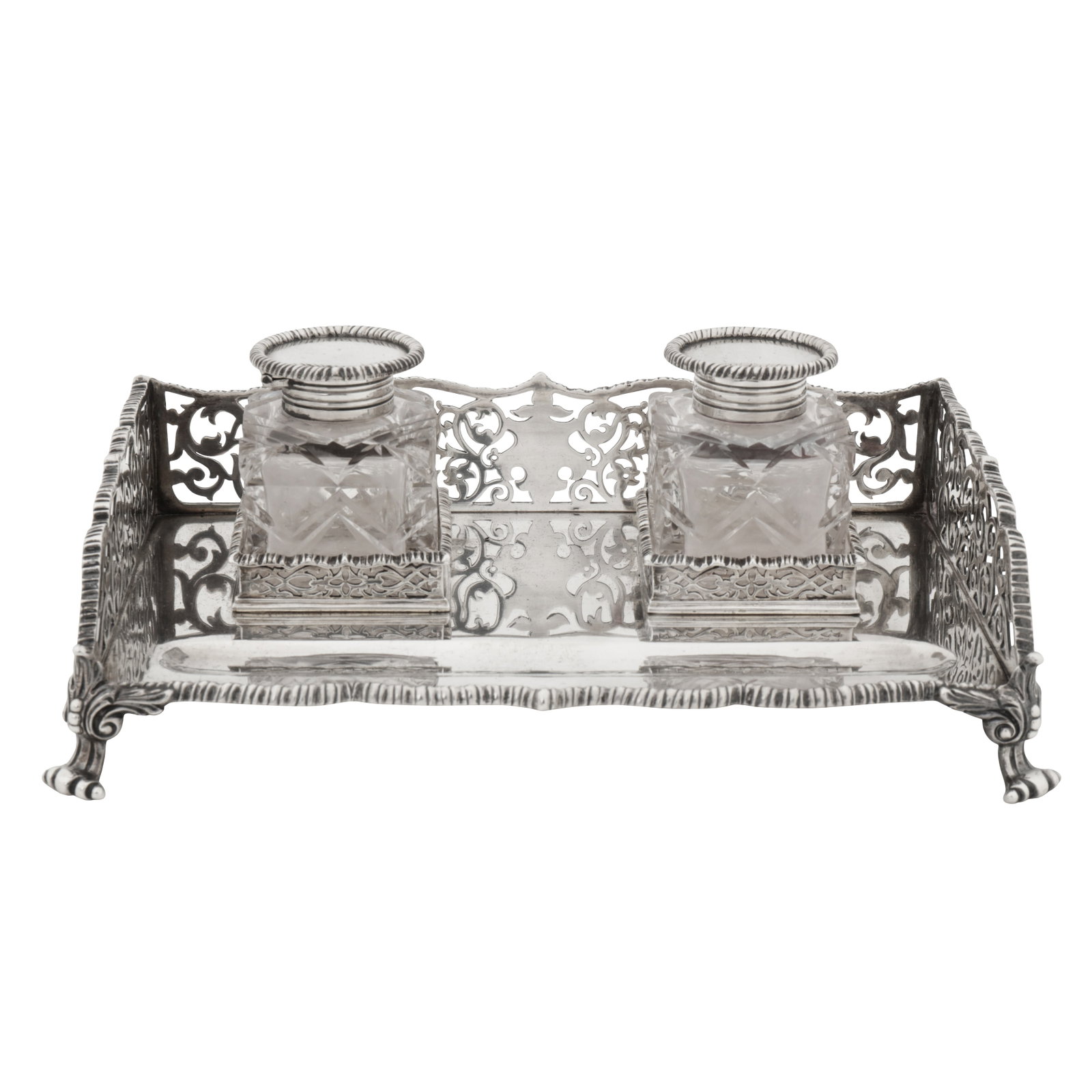 London 1898 by Messrs Barnard A Victorian sterling silver ink stand (1 of 6)
