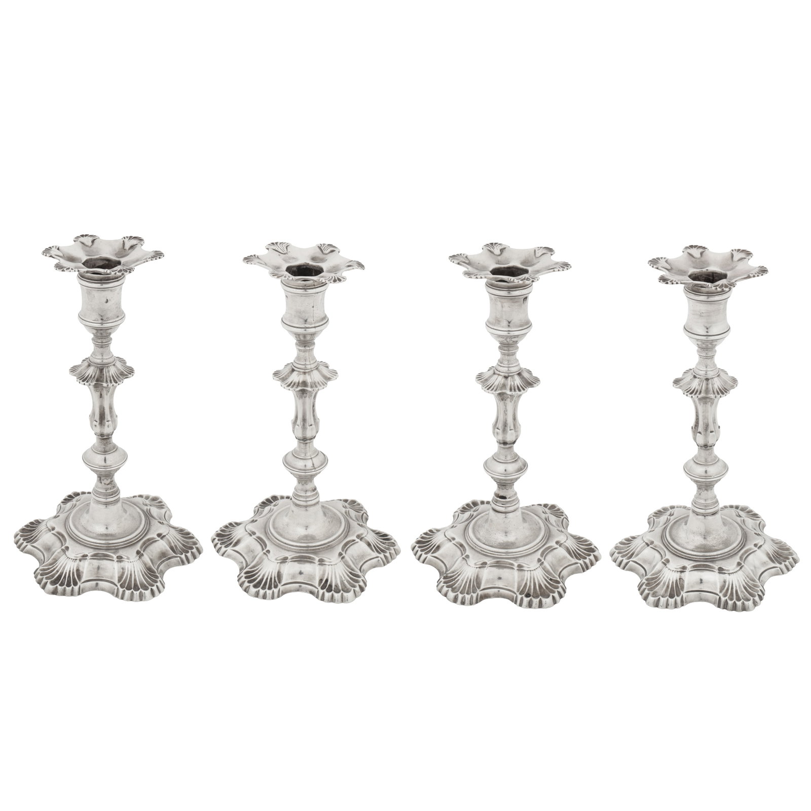 London 1761 by William Cafe A set of four George III sterling silver candlesticks (1 of 10)