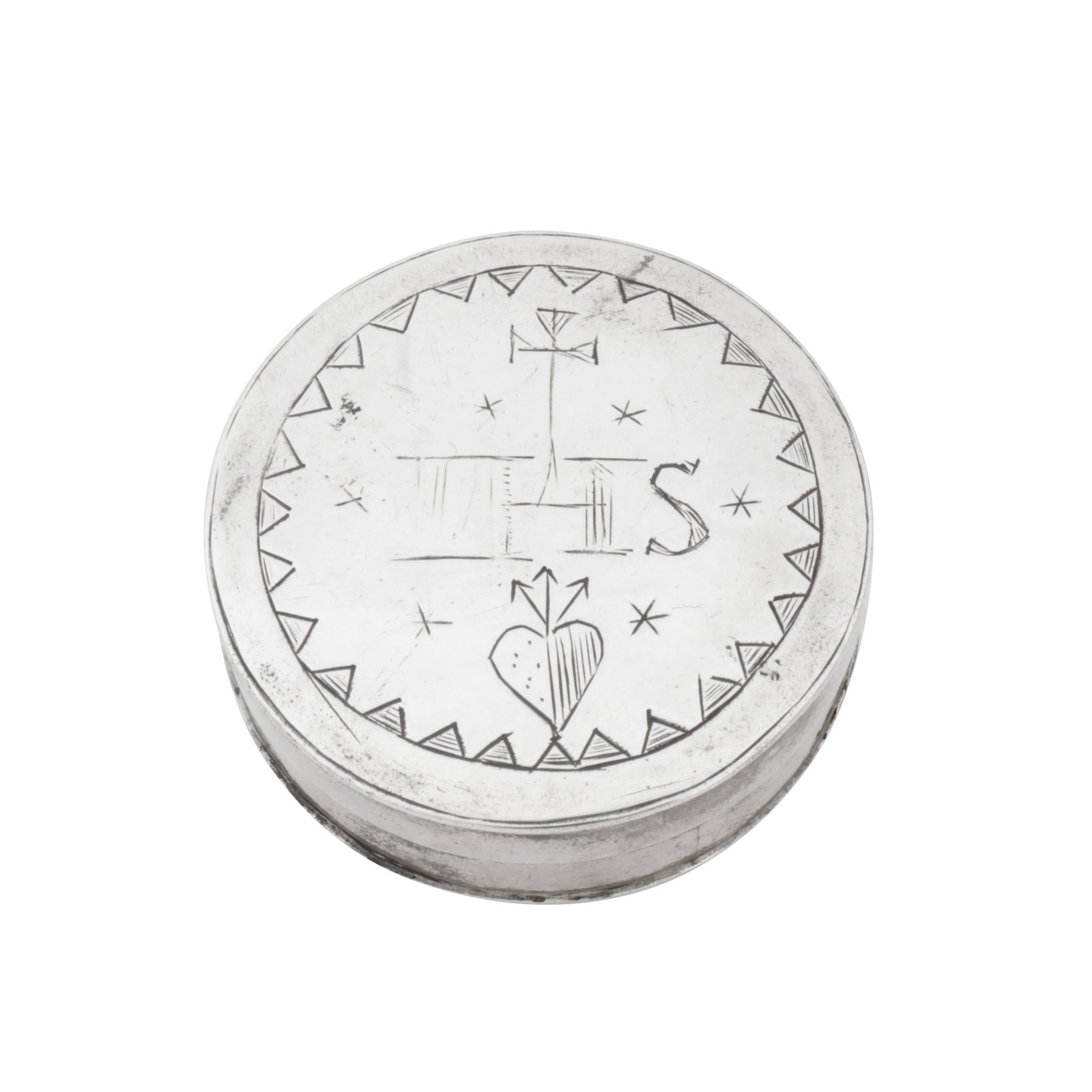 English or Irish circa 1700-1750 An 18th century unmarked silver communion wafer box (1 of 3)