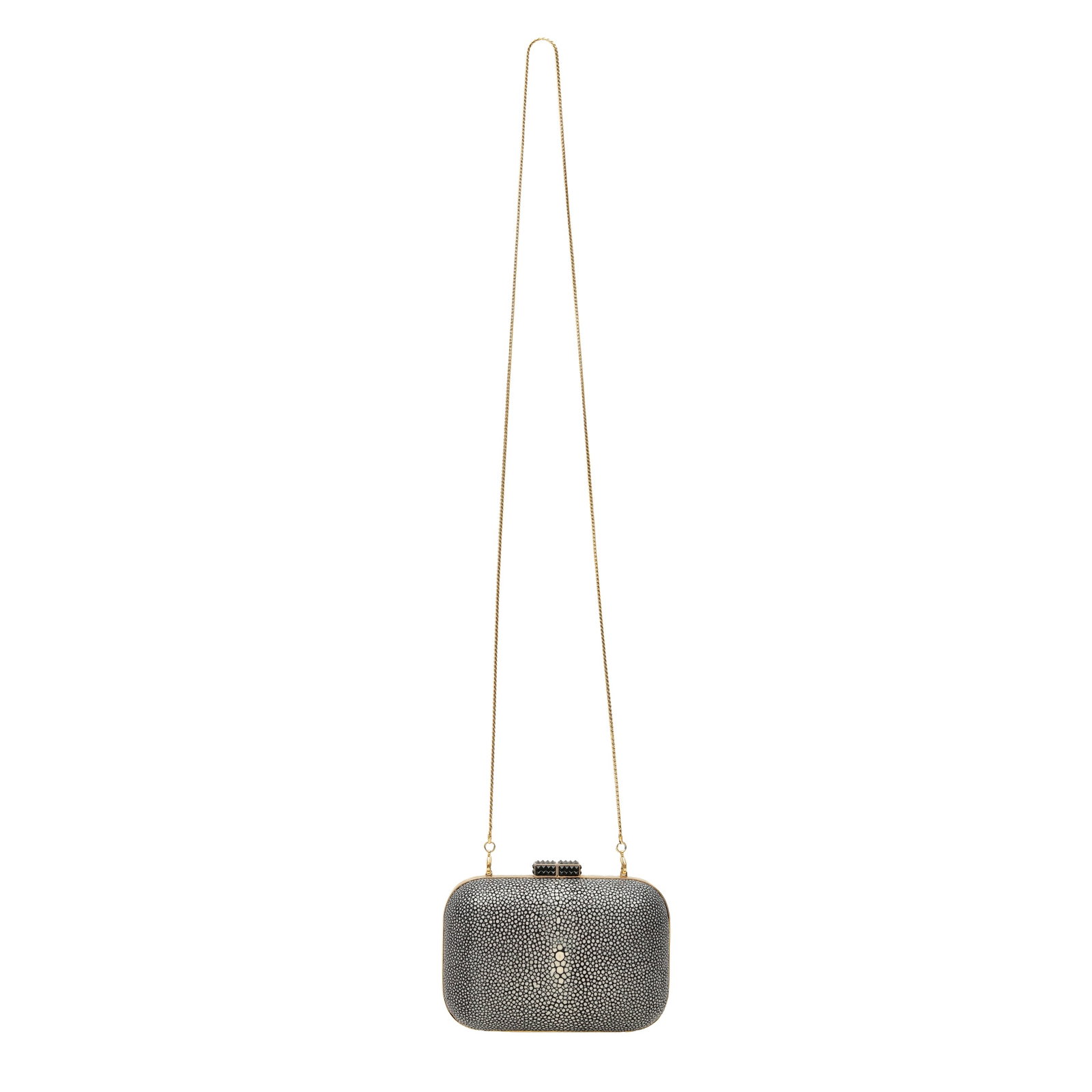 Aspinal Grey Shagreen Box Clutch - 7