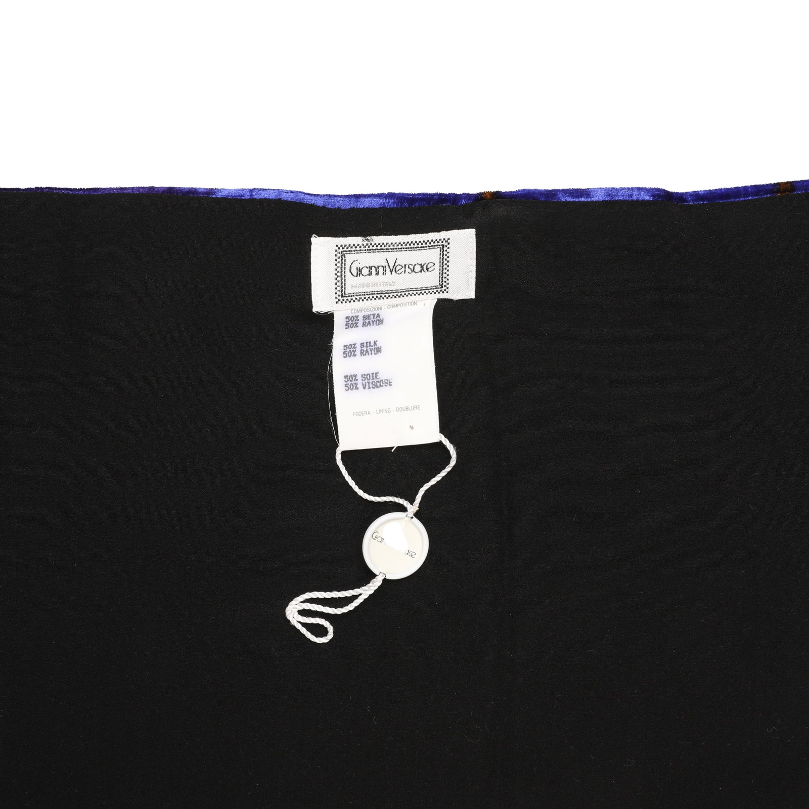 Gianni Versace Blue Silk Devore Long Scarf - 2