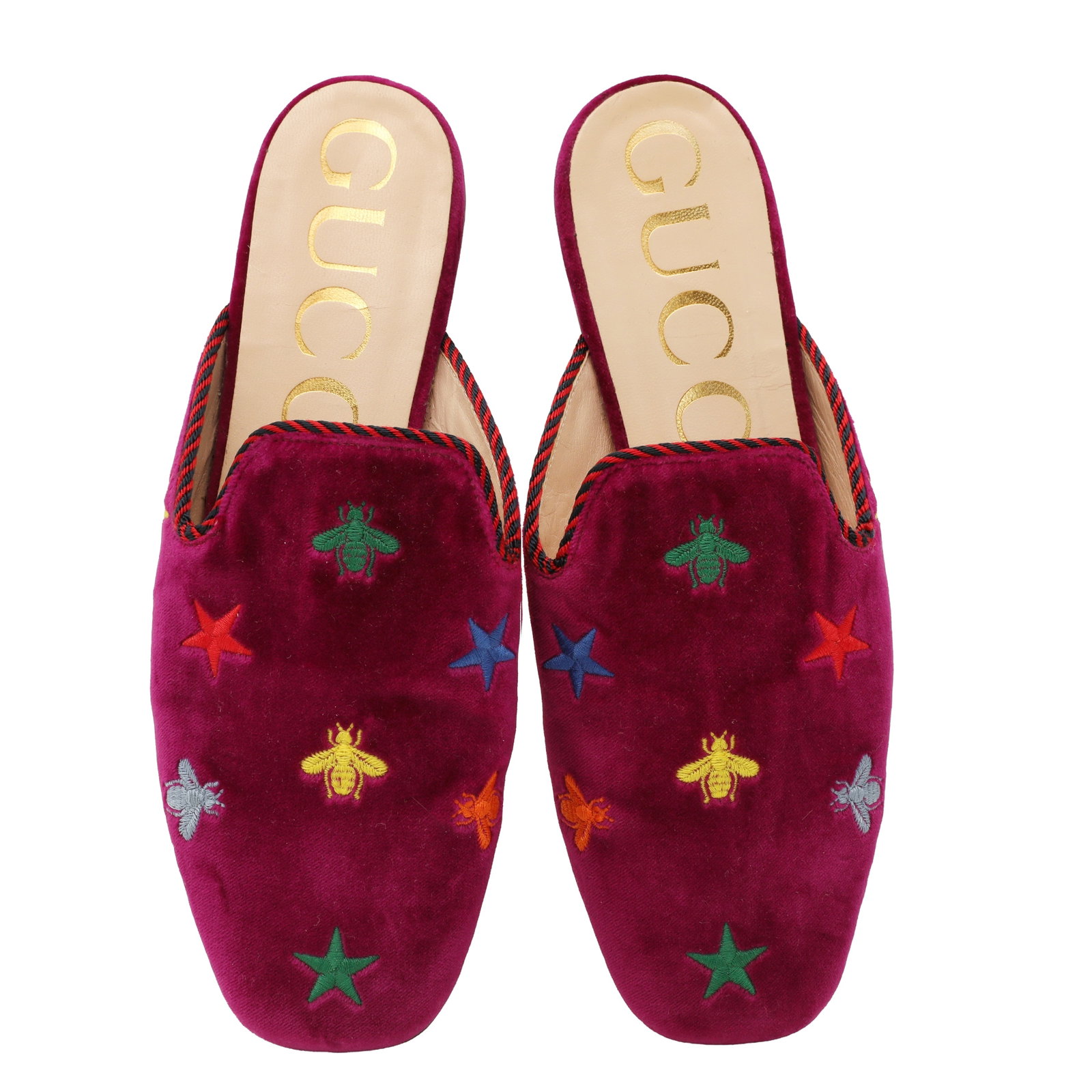 Gucci Magenta Bee Slipper Mule - Size 37.5 - 2