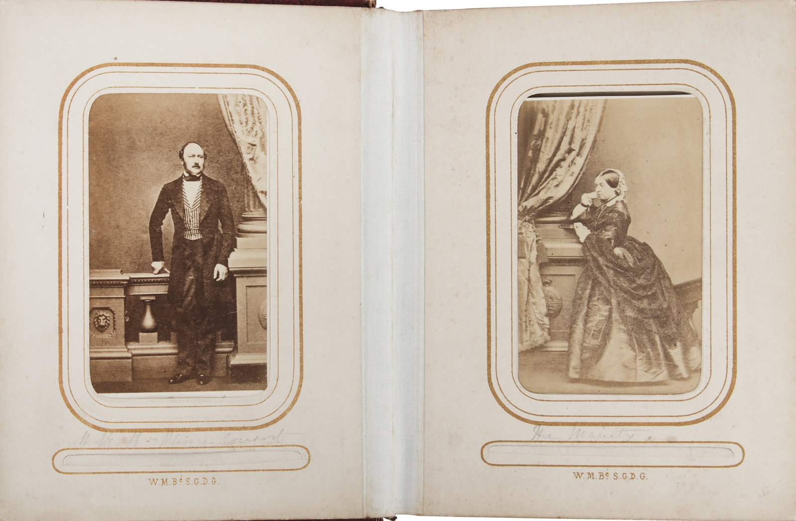 Portraiture Interest Royal Family and Military, c.1860s: An album containing a collection of albumen prints cartes-de-visite (48), image size approx. 9.3x5.7cm, comprising portraits of the British Royal Family, American Civil War Generals, and other celebri