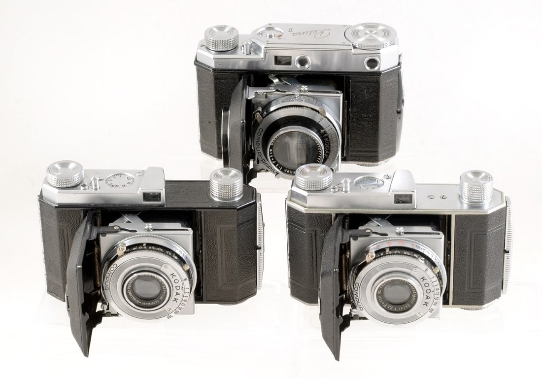 2 Kodak Retina I Cameras. Also a Kodak CRF Retina II.: Comprising Retina I Type 148 & 149 and a Retina II Type 142 with a f2 lens. All with shutters firing (Retina I cocking lever is stiff) and signs of light use, optics good. Each with an ERC. Provenance