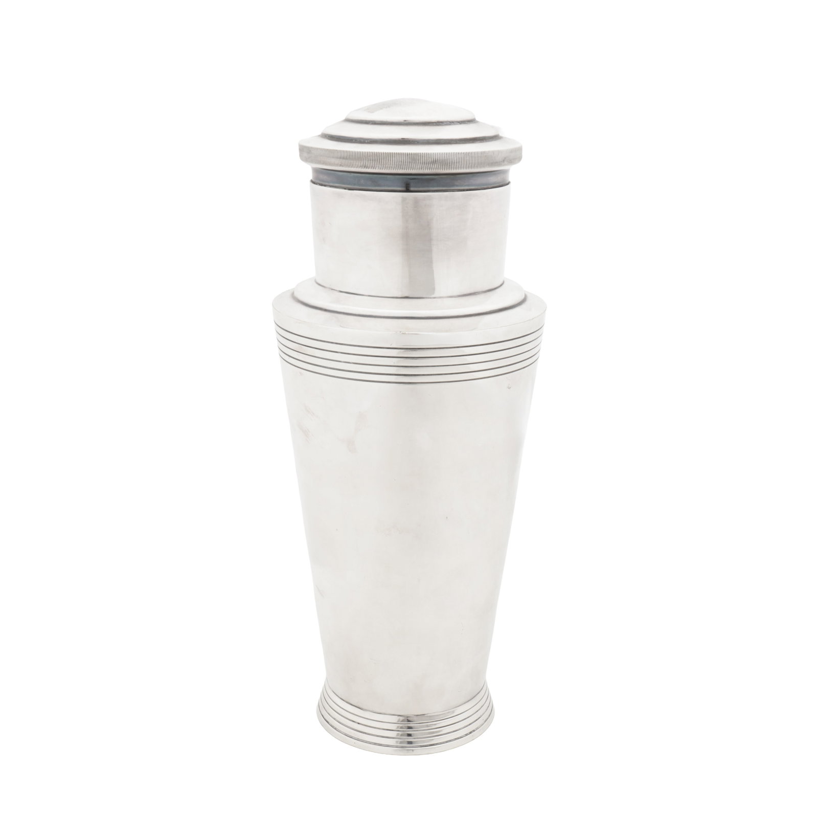 Keith Murray (New Zealand 1892-1921 for Mappin & Webb Cocktail Shaker: Circa 1930s Silver plate Stamped 'Mappin & Webb Ltd Mappin Plate London & Sheffield W28721' 42cm high