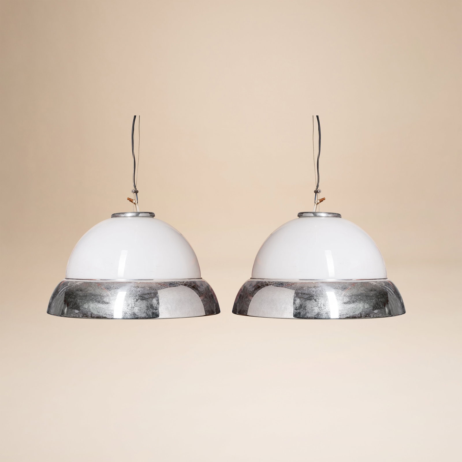 Attributed to Fontana Arte, Italy Pair of Pendant Lights (1 of 1)