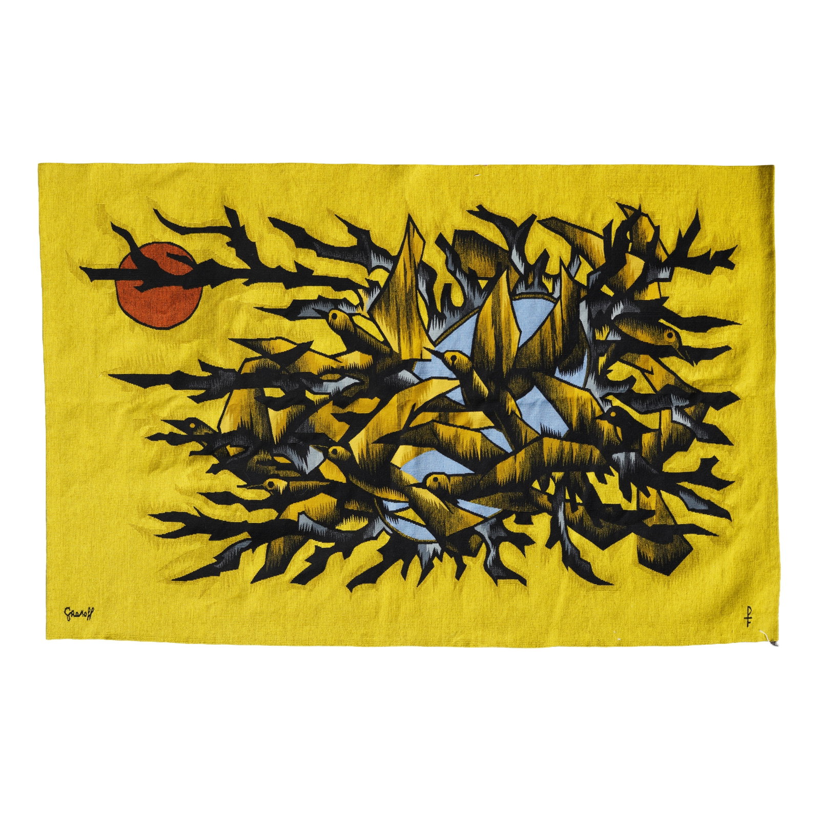 Elie Grekoff (1914-1985) for Atelier Pinton Freres Tapestry depicting birds in flight, limited (1 of 2)