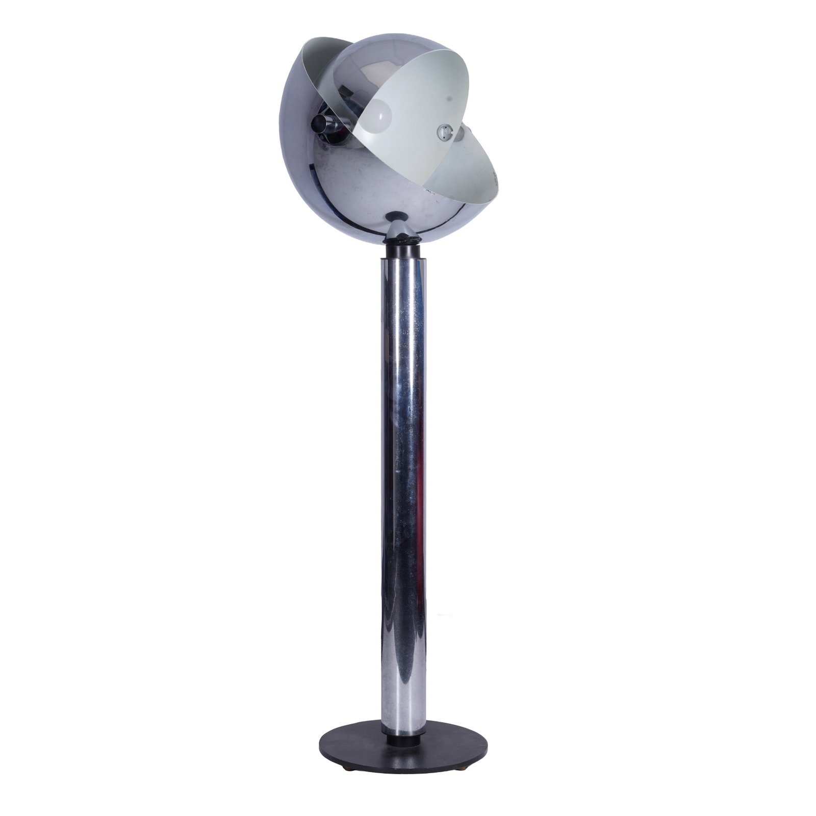 Space Age, Italy Floor lamp: Circa 1970s Chromed metal Unmarked 130cm high