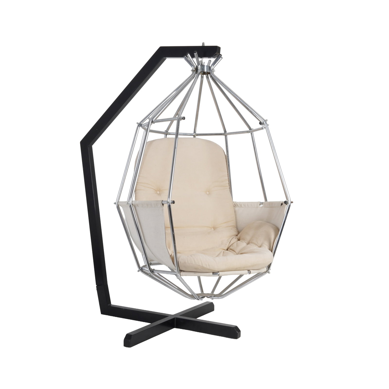 Ib Arberg (Danish, 20th Century) 'Parrot Cage' chair: Circa 1970s Unmarked Metal, upholstery 157cm high x 88cm wide x 122cm deep