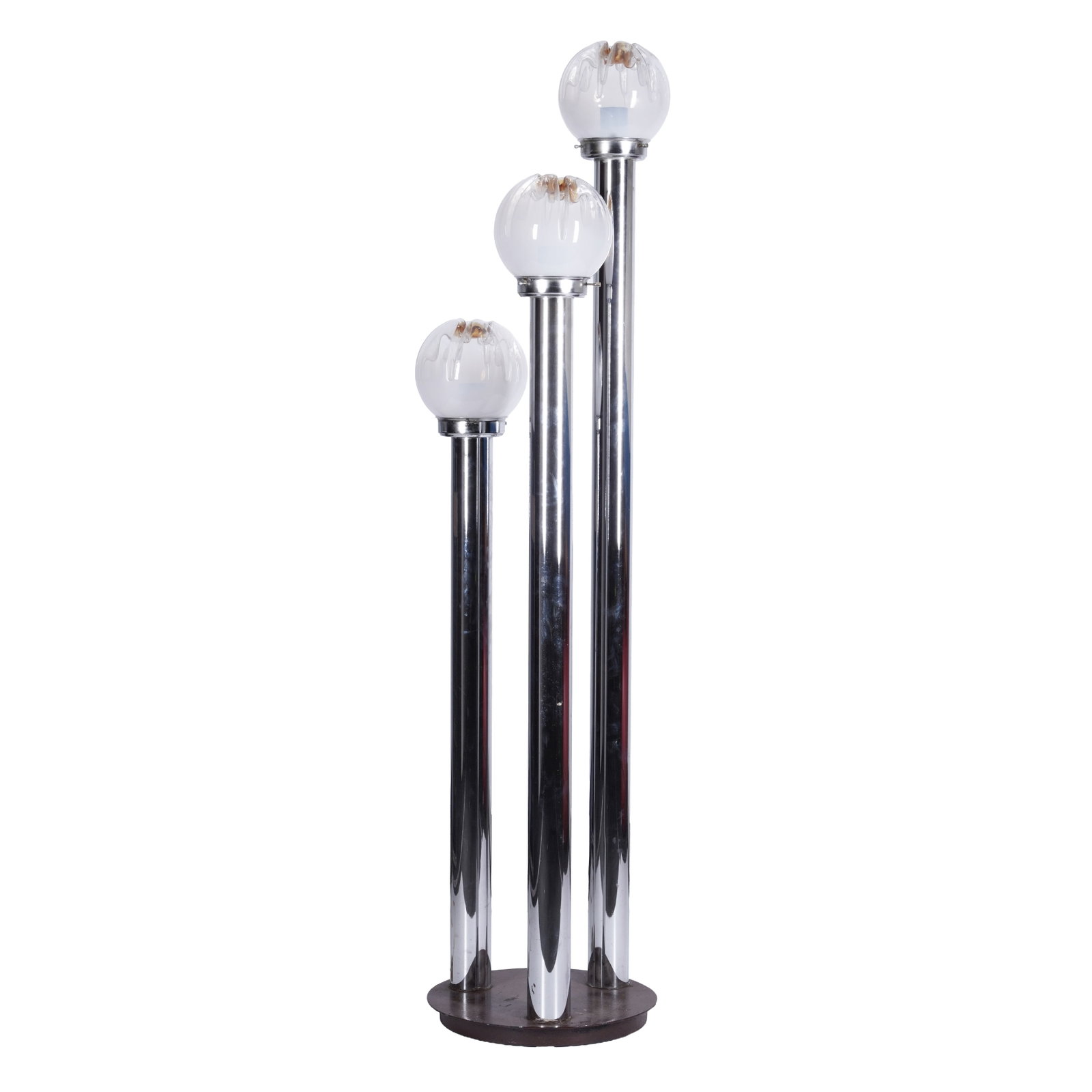 Mazzega, Italy Floor lamp: Circa 1970 Glass, chromed metal 150cm high x 30cm wide x 30cm deep