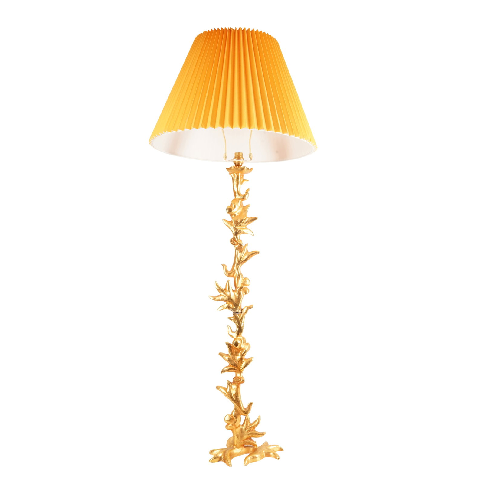 Georges Mathias (Belgian 20th/21st Century) for Fondica Brutalist lamp: Circa 1990s Gilt metal Signed 'Mathias C.E' to the base 88cm high
