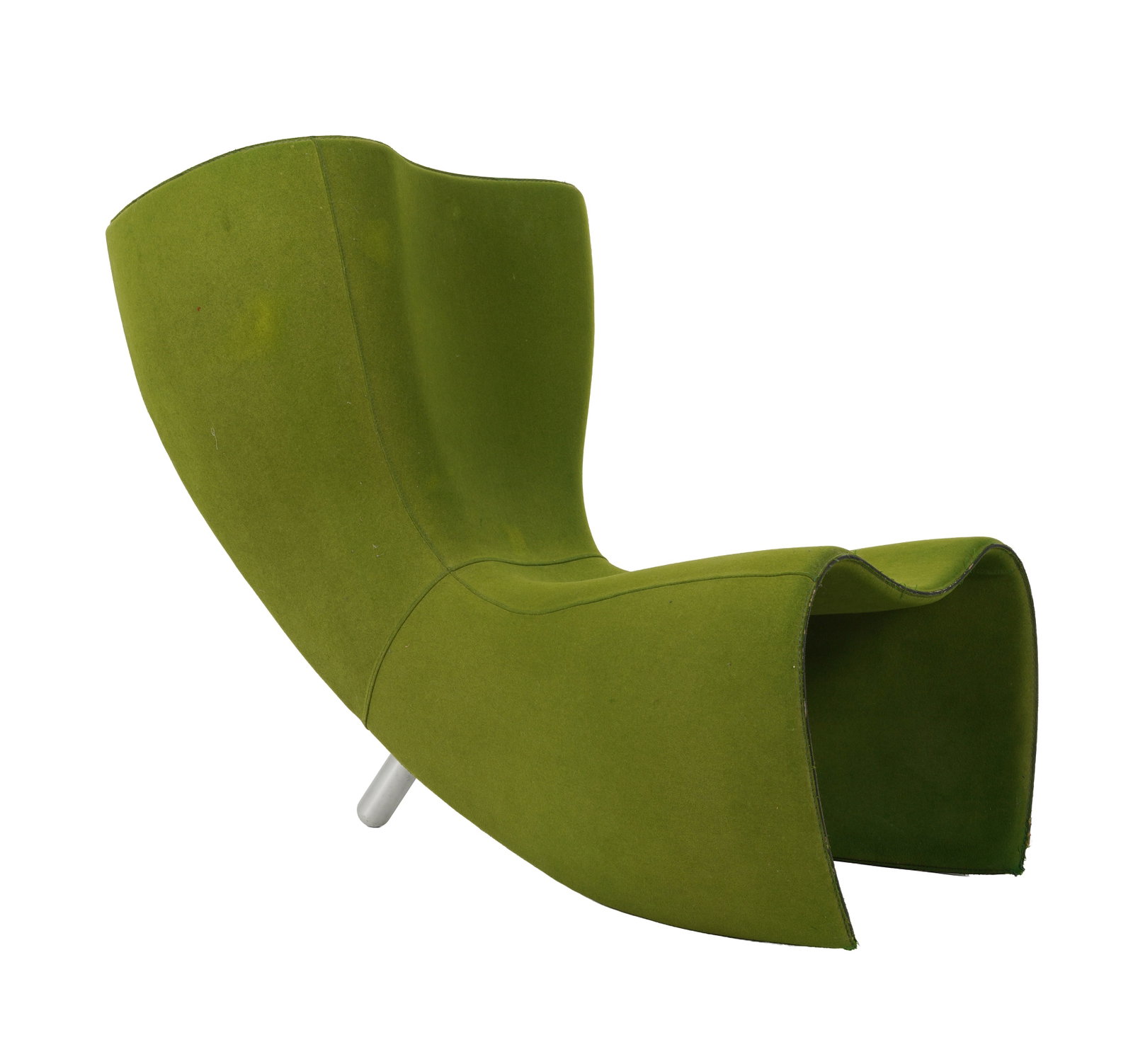 Marc Newson (Australian b.1963) for Cappellini 'Felt' chair: Originally designed 1989, this model later Green upholstery, metal Unmarked 82cm high x 67cm wide x 106cm deep