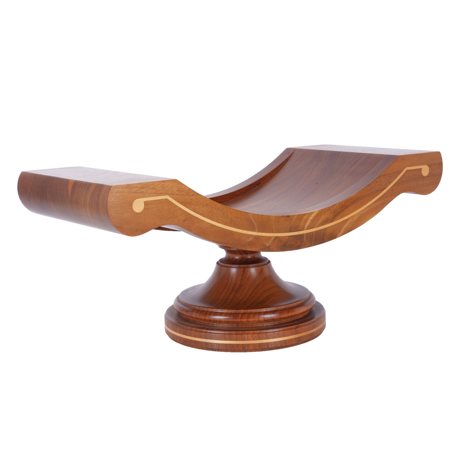 David Linley, Britain Fruit bowl: Late 20th Century Walnut, sycamore Stamped Linley to reverse 19cm high x 43cm wide x 19cm deep