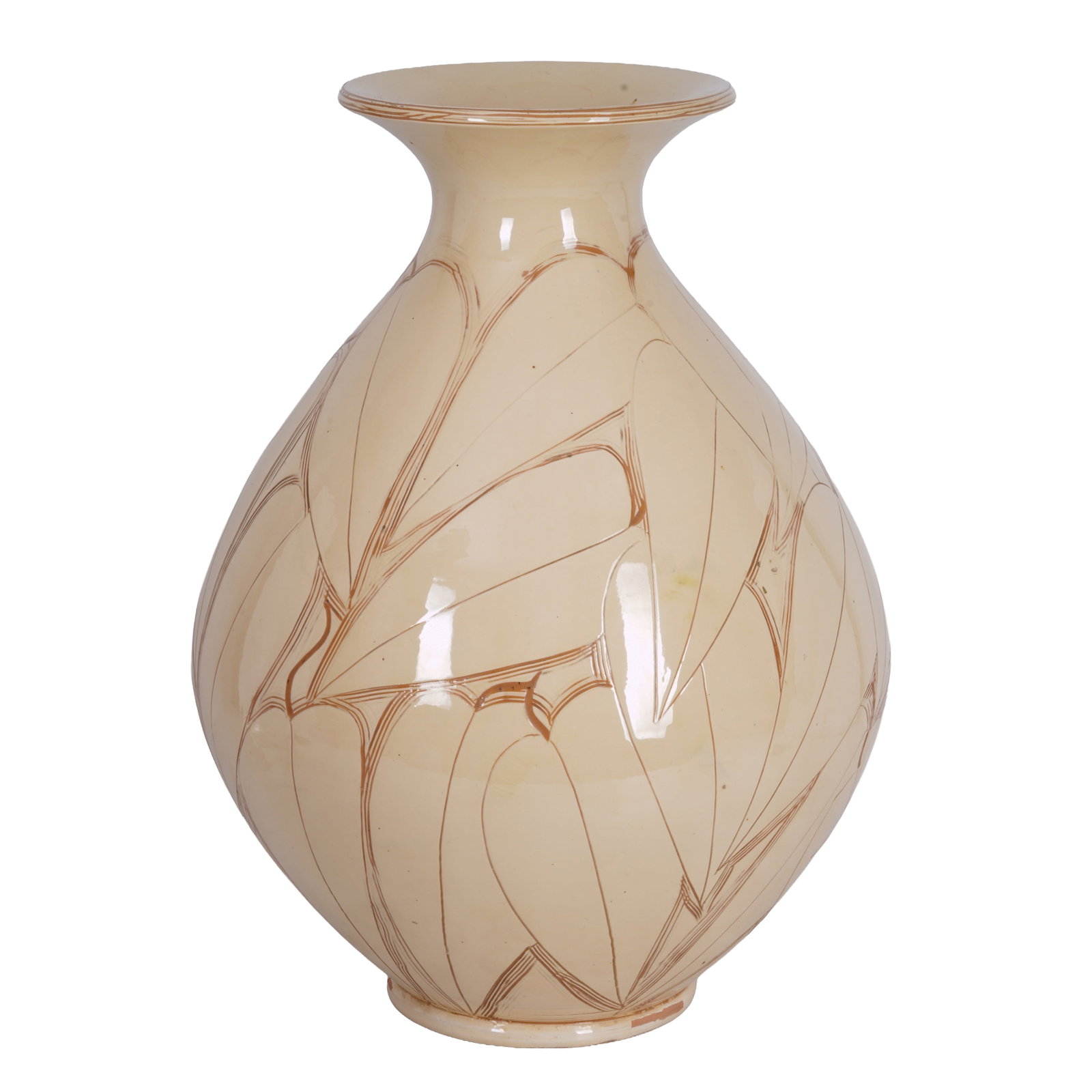 Herman A. Kahler, Danish Very large scraffito 'Leaf' vase (1 of 2)