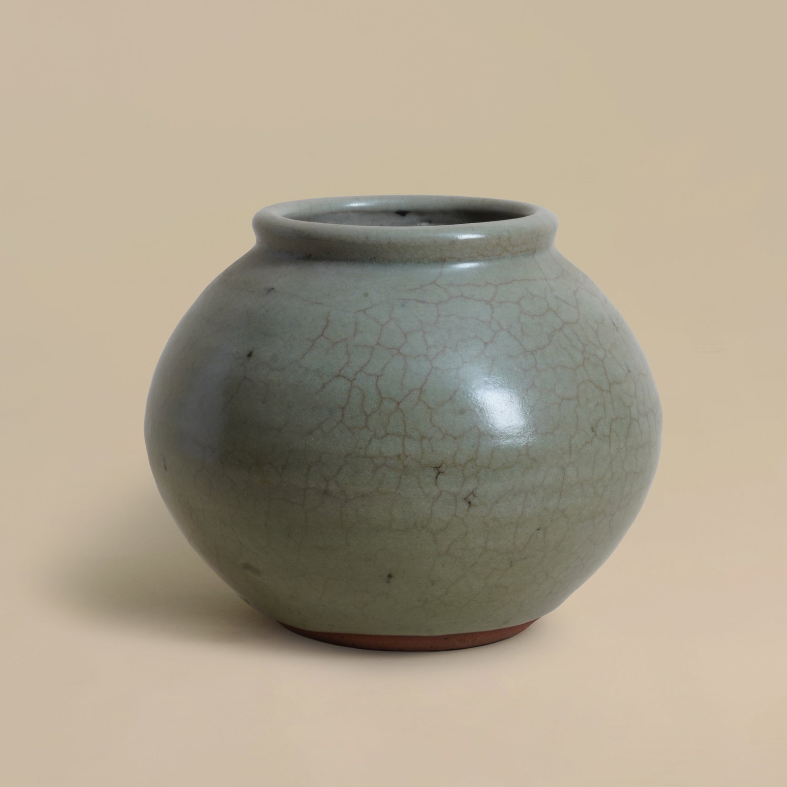 Katharine Pleydell-Bouverie (British 1895-1985) Globular pot in crackled green-grey (1 of 4)