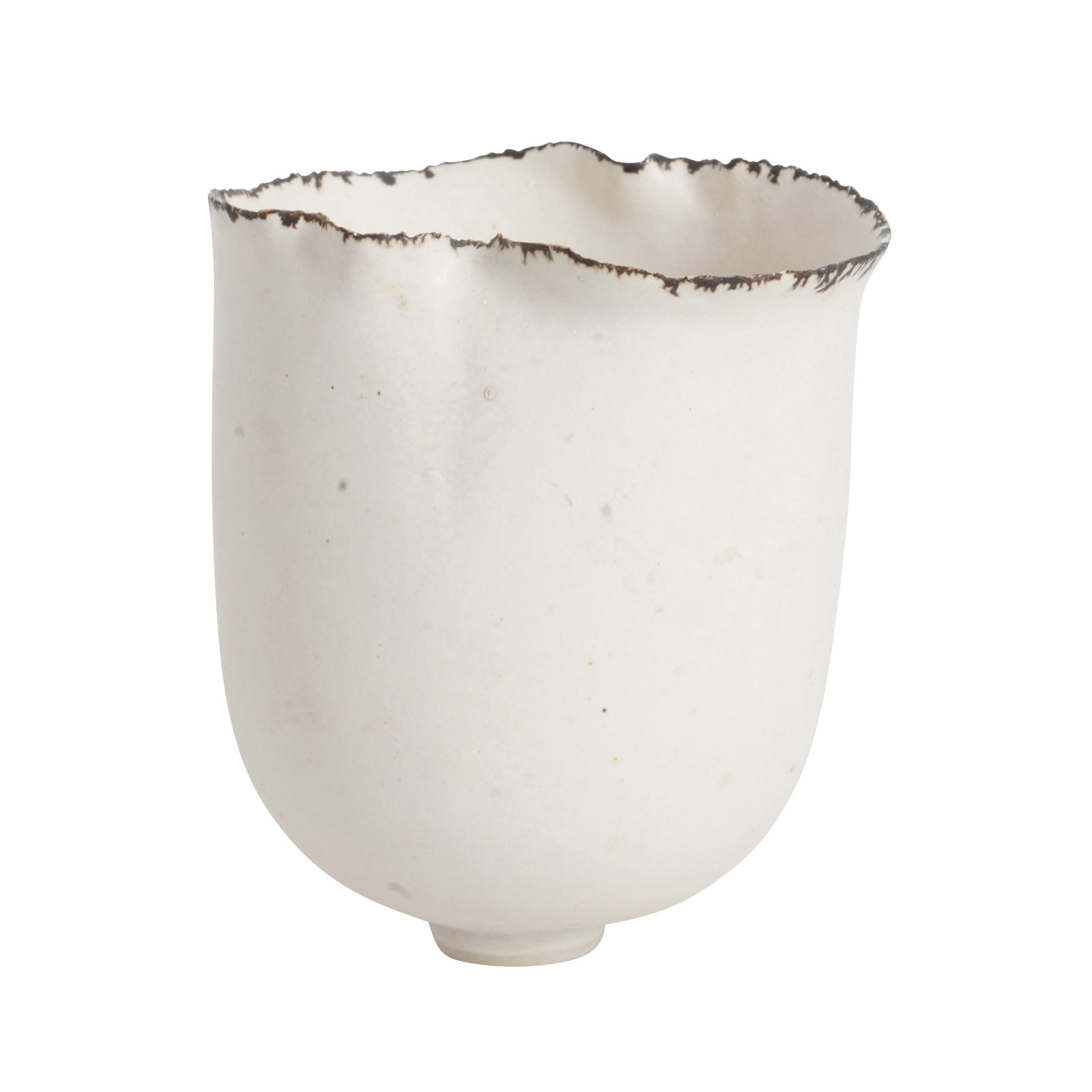 Deirdre Burnett (British 1939-2022) Footed vessel with manganese serrated rim (1 of 3)