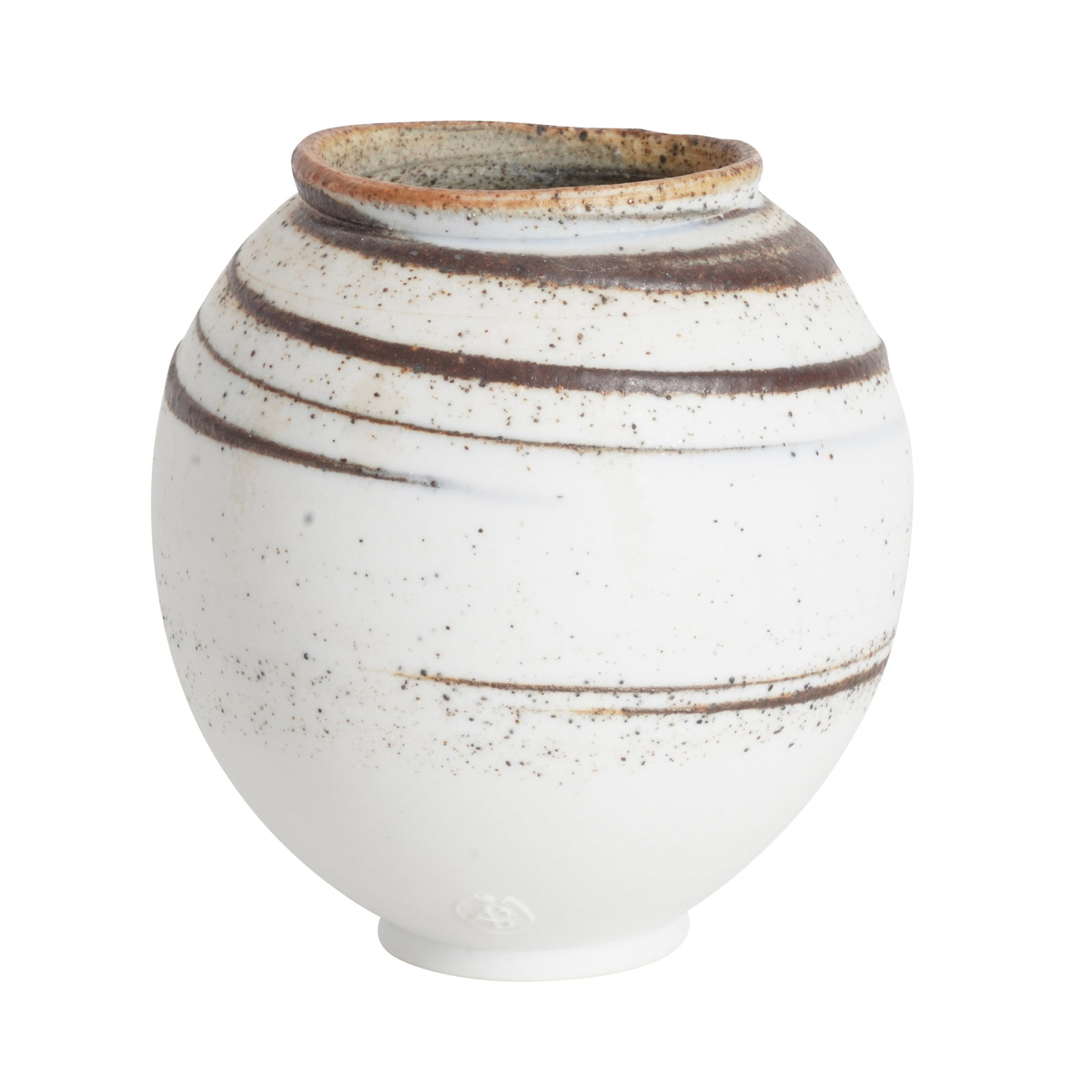 Adam Buick (British b.1978) Small moon jar: Porcelain with iron spiral and speckles Impressed 'AB' seal to lower side 9.5cm high