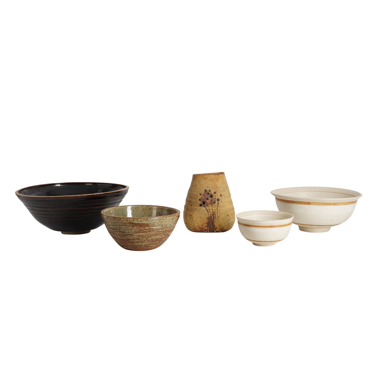 Studio ceramics Five bowls and a vase (1 of 2)