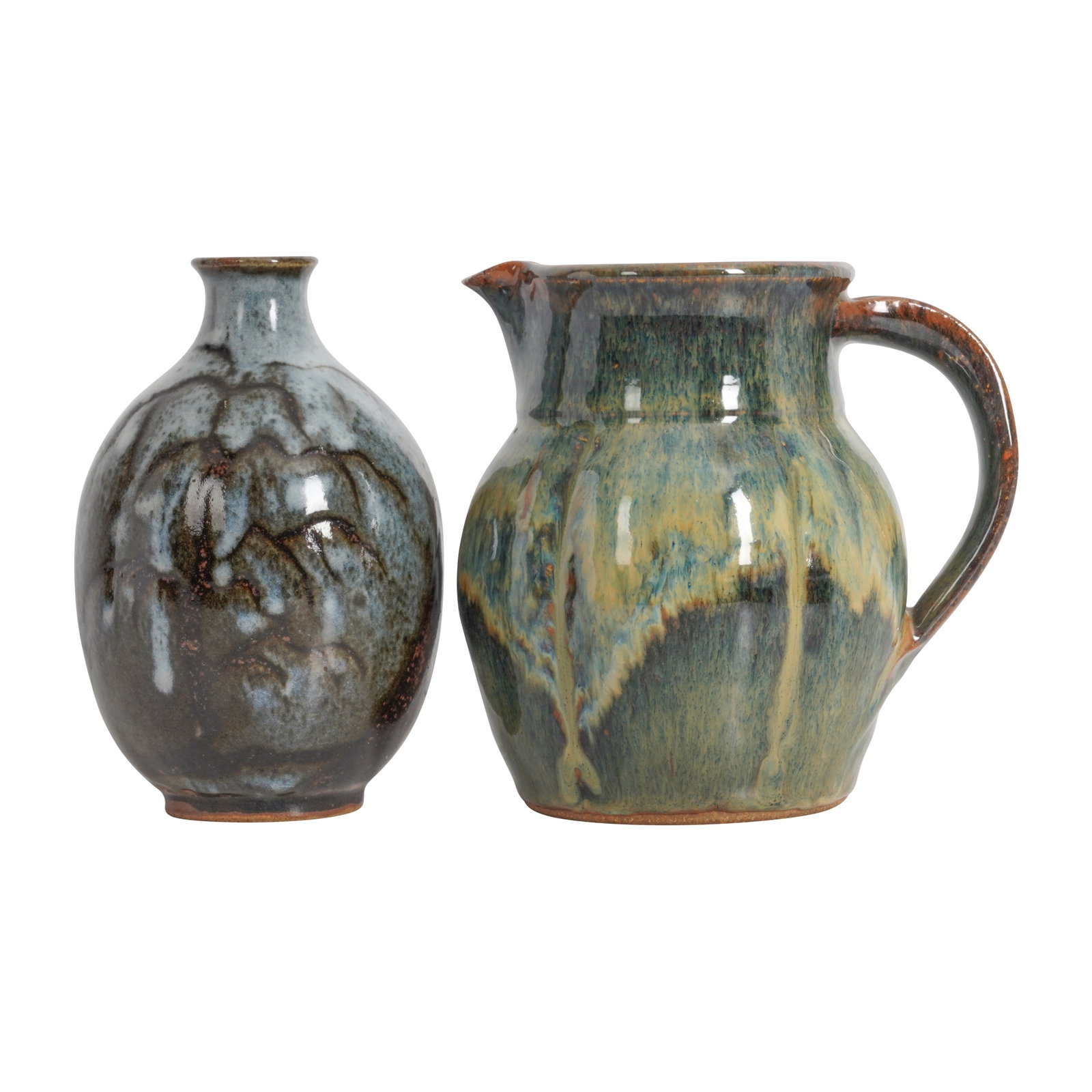 Studio Pottery Vase with willow tree decoration and a jug (1 of 3)