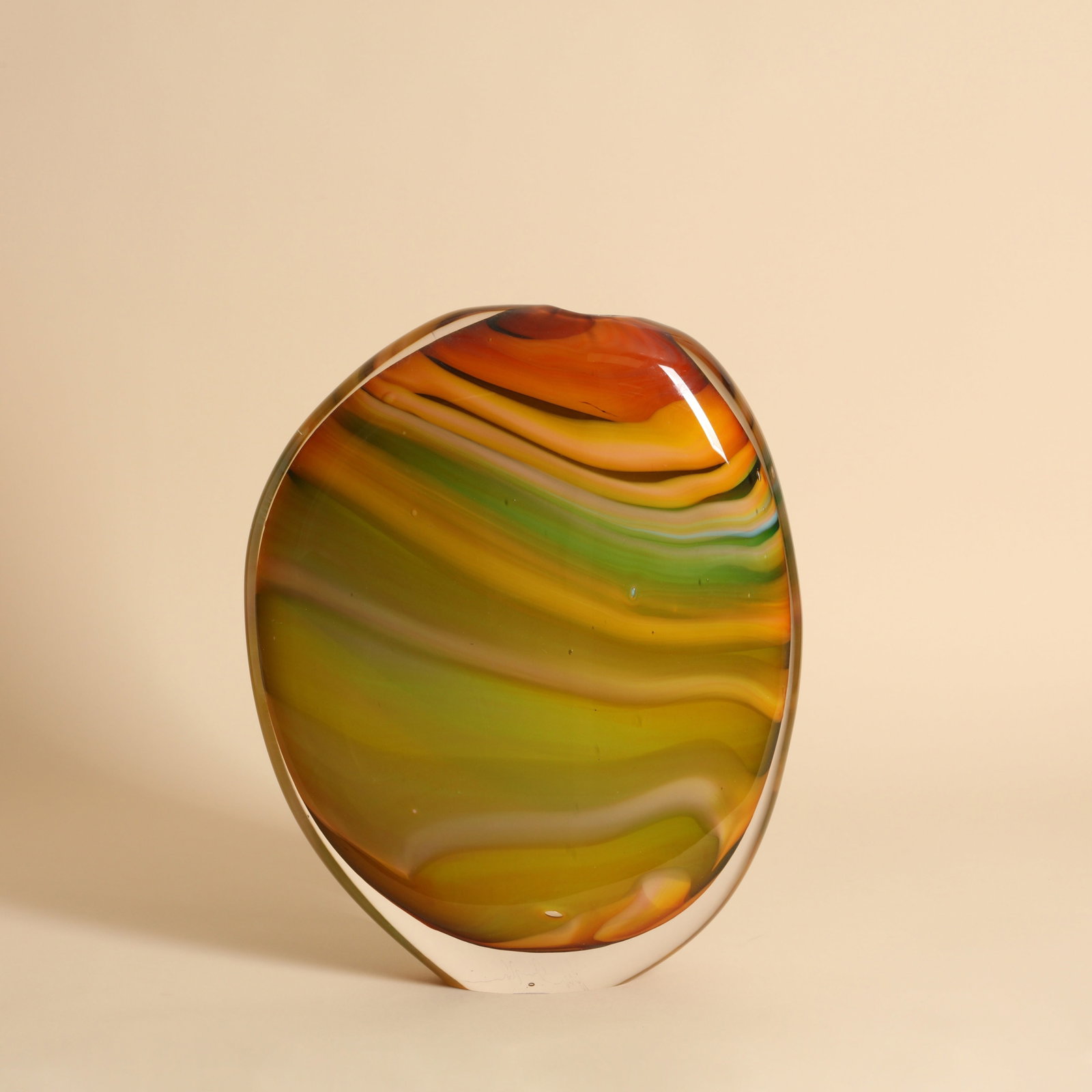 Peter Layton (British b.1937) Large Cascade flattened ovoid vase: Studio glass Etched signature to base 38cm high