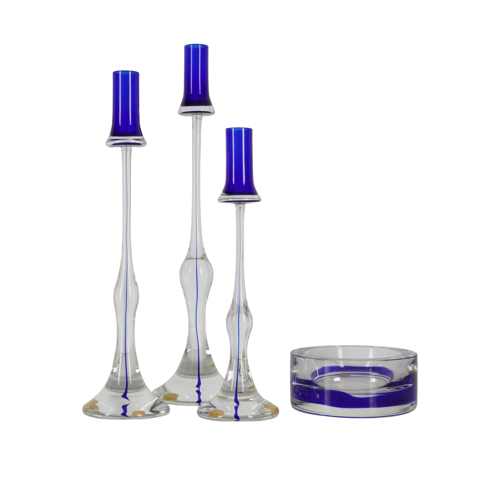 Gino Cenedese, Murano, Italy Three Candlesticks and Bowl (1 of 7)