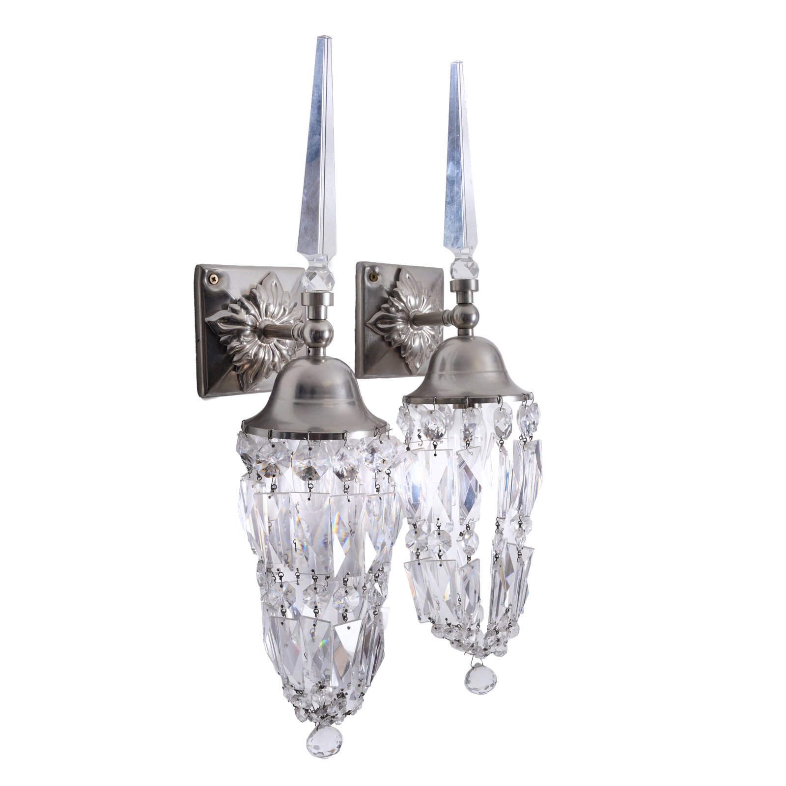 Mark Brazier-Jones Studio (New Zealand / United Kingdom, b.1956) Pair of 'Libertine' wall lights: Circa 2010s Patinated brass, glass Brazier Jones brass maker's label to back of mount 40cm high x 15cm deep