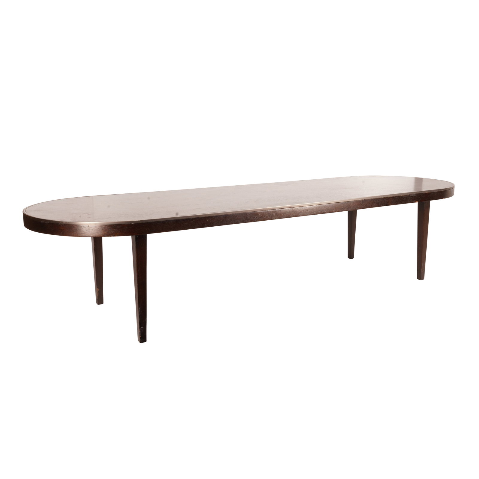 Contemporary, American Coffee table: Stained walnut, metal Unmarked 29cm high x 132cm long x 41cm deep From the Kate Spade store in New York