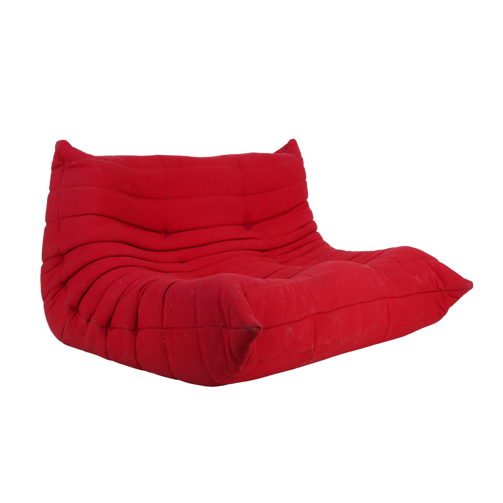 Michel Ducaroy (French, 1925-2009) for Ligne Roset Two-seater 'Togo' sofa: Circa 2000 Red upholstery Fabric 'Lignet Roset' label to seam 75cm high x 128cm wide x 110cm deep