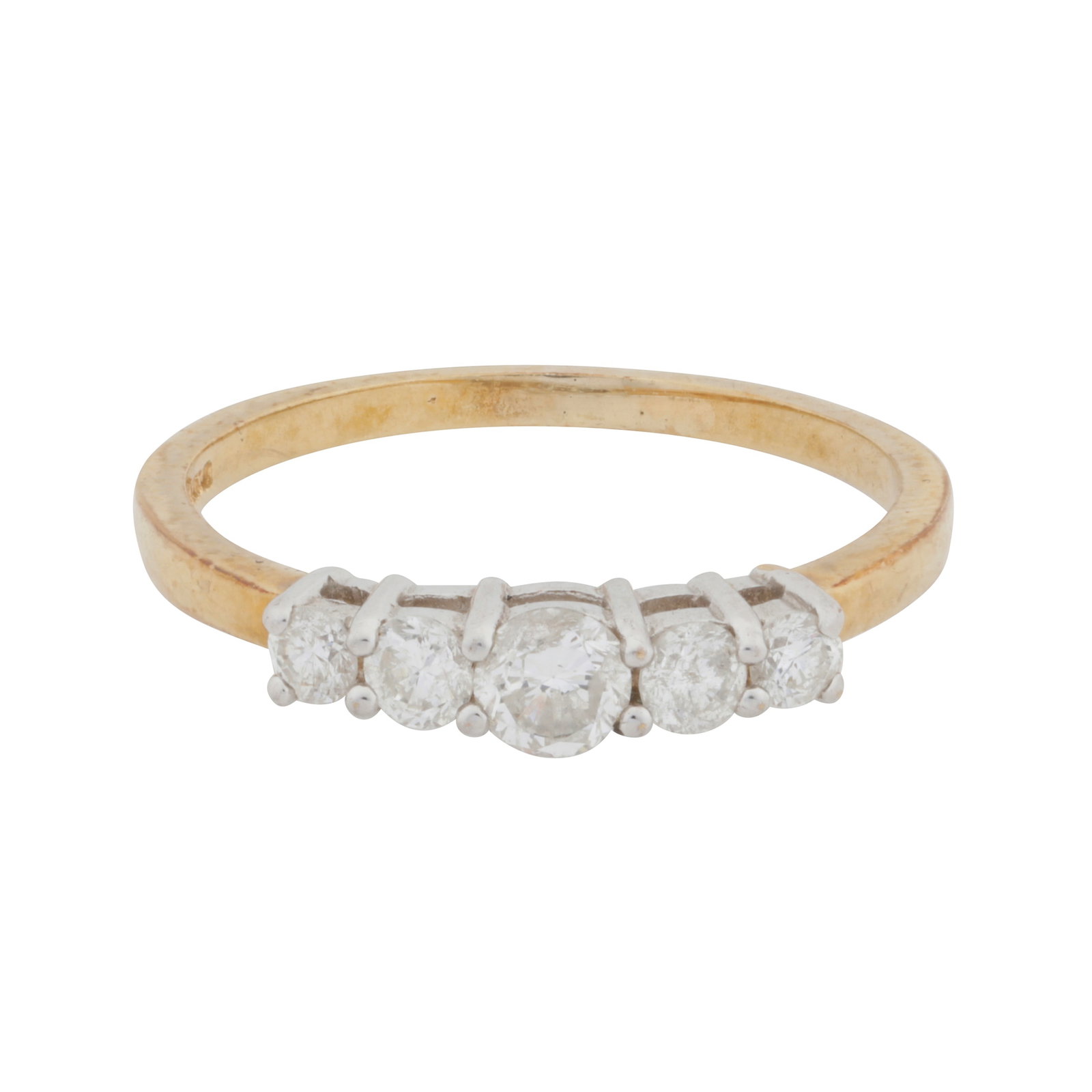 A five-stone diamond ring 9 carat yellow and white gold (1 of 2)