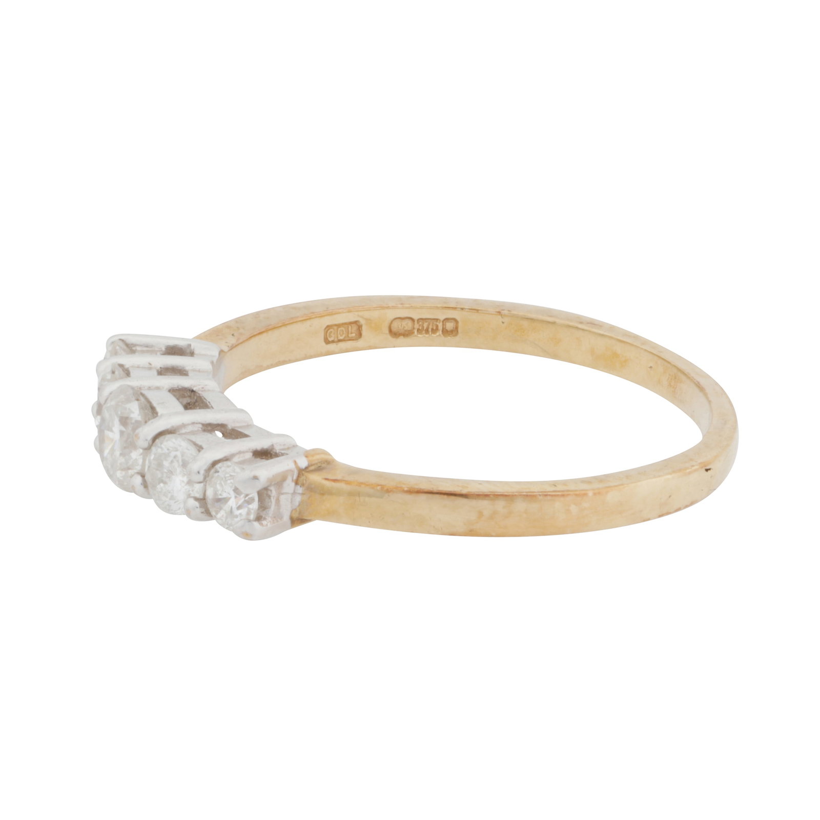 A five-stone diamond ring 9 carat yellow and white gold - 2
