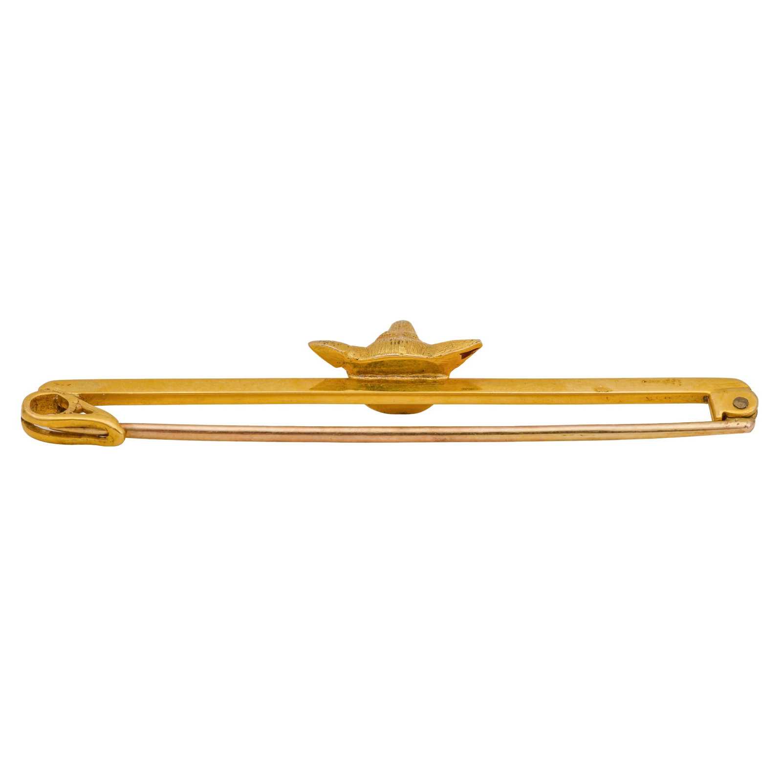 A fox head bar brooch Yellow metal - 2