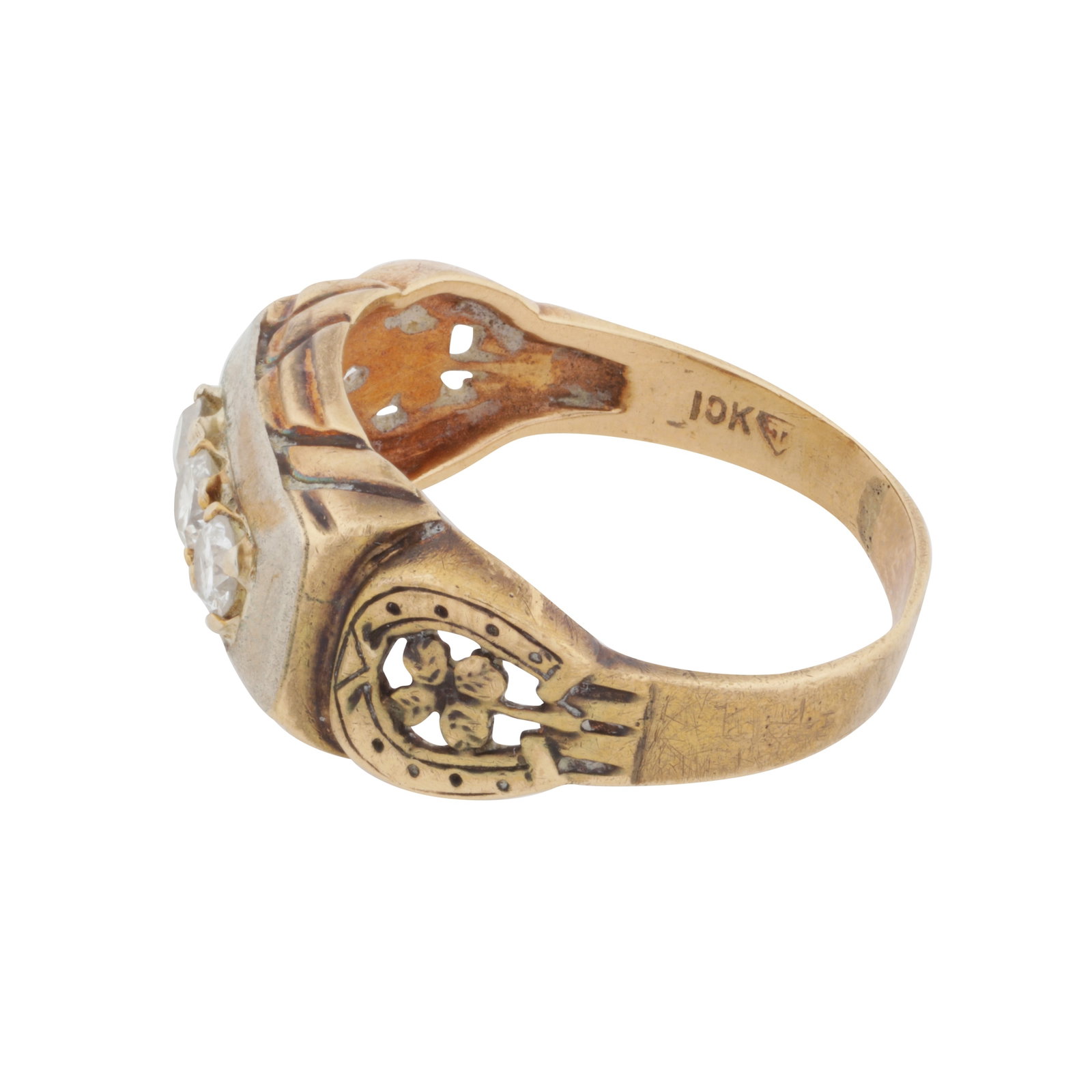 A diamond three-stone ring Rose and white metal - 2