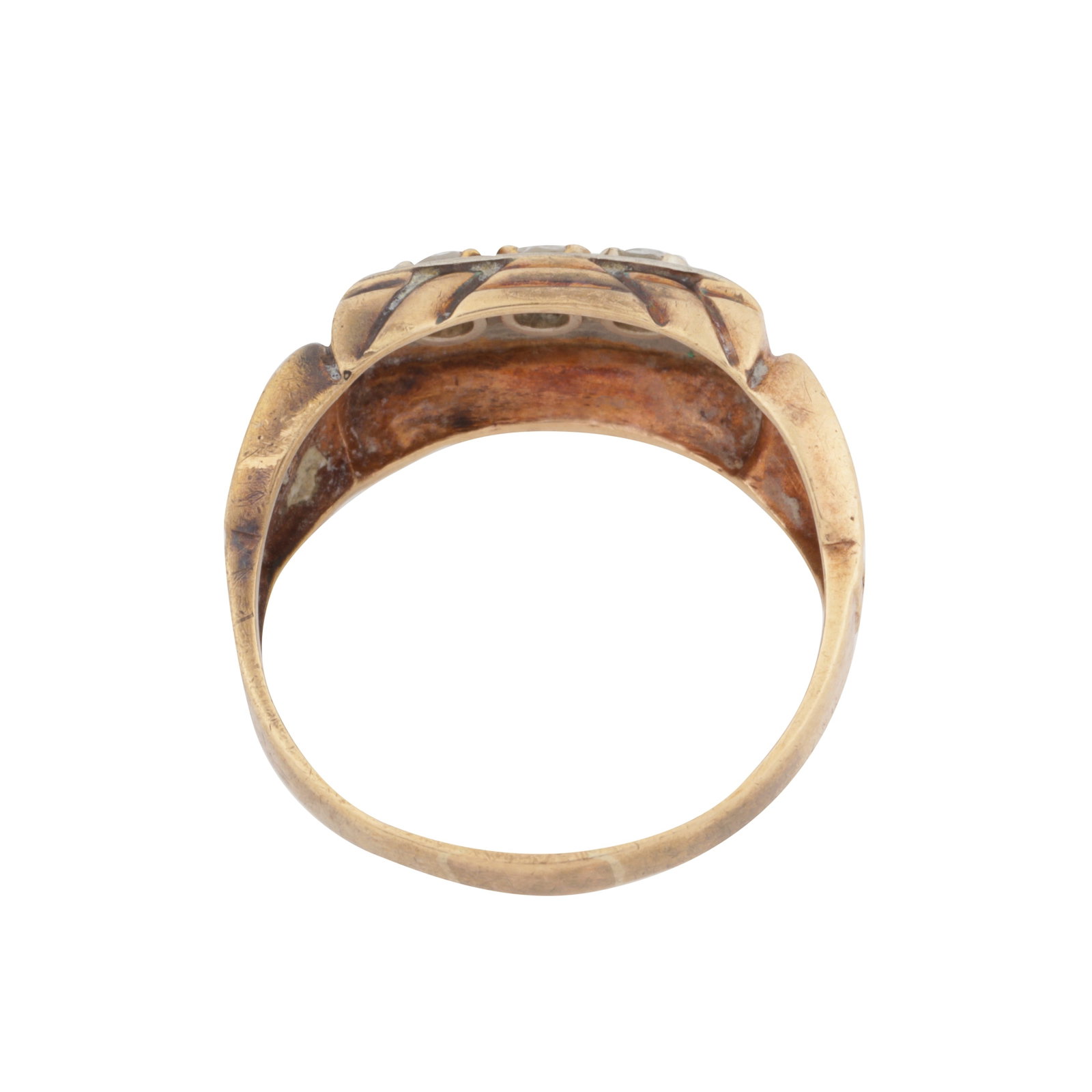 A diamond three-stone ring Rose and white metal - 3