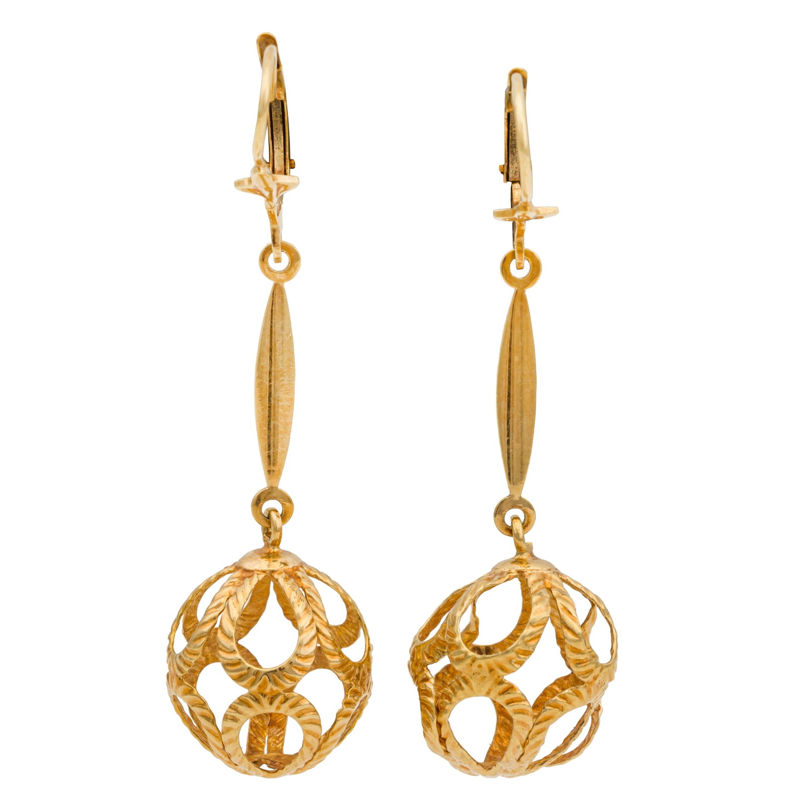A pair of pendent earrings Yellow metal - 2