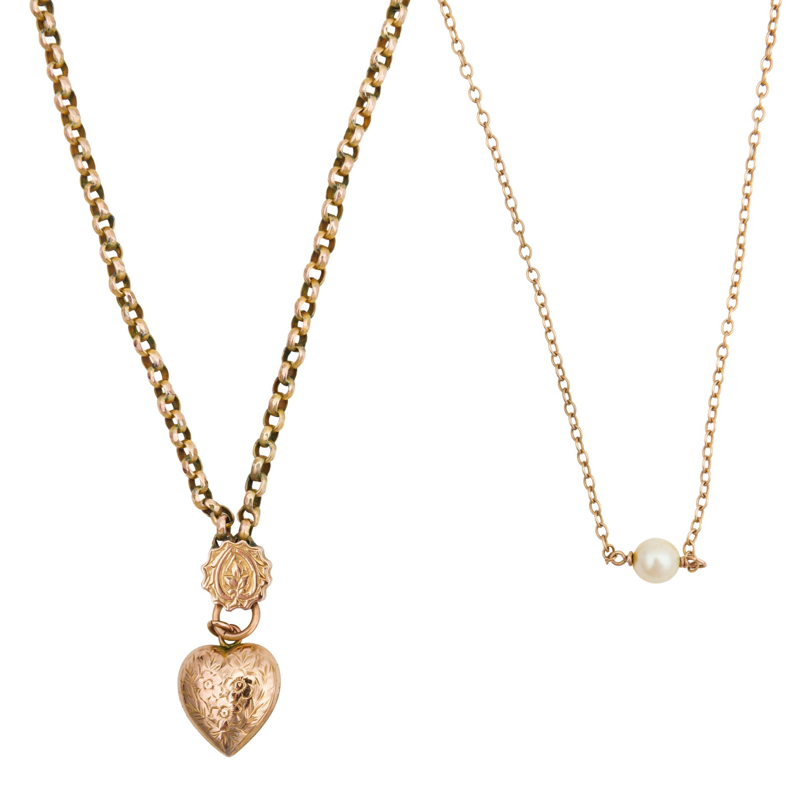 Two chain necklaces Yellow metal - 2