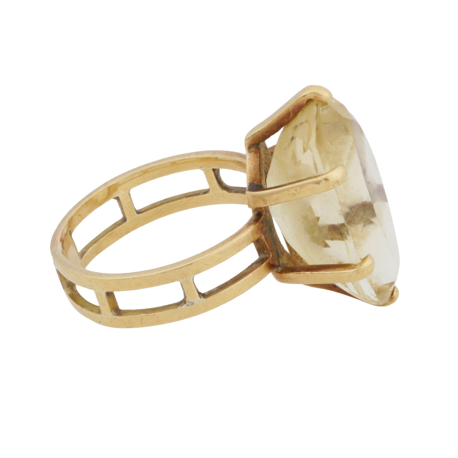 A lemon quartz ring Yellow metal - 2