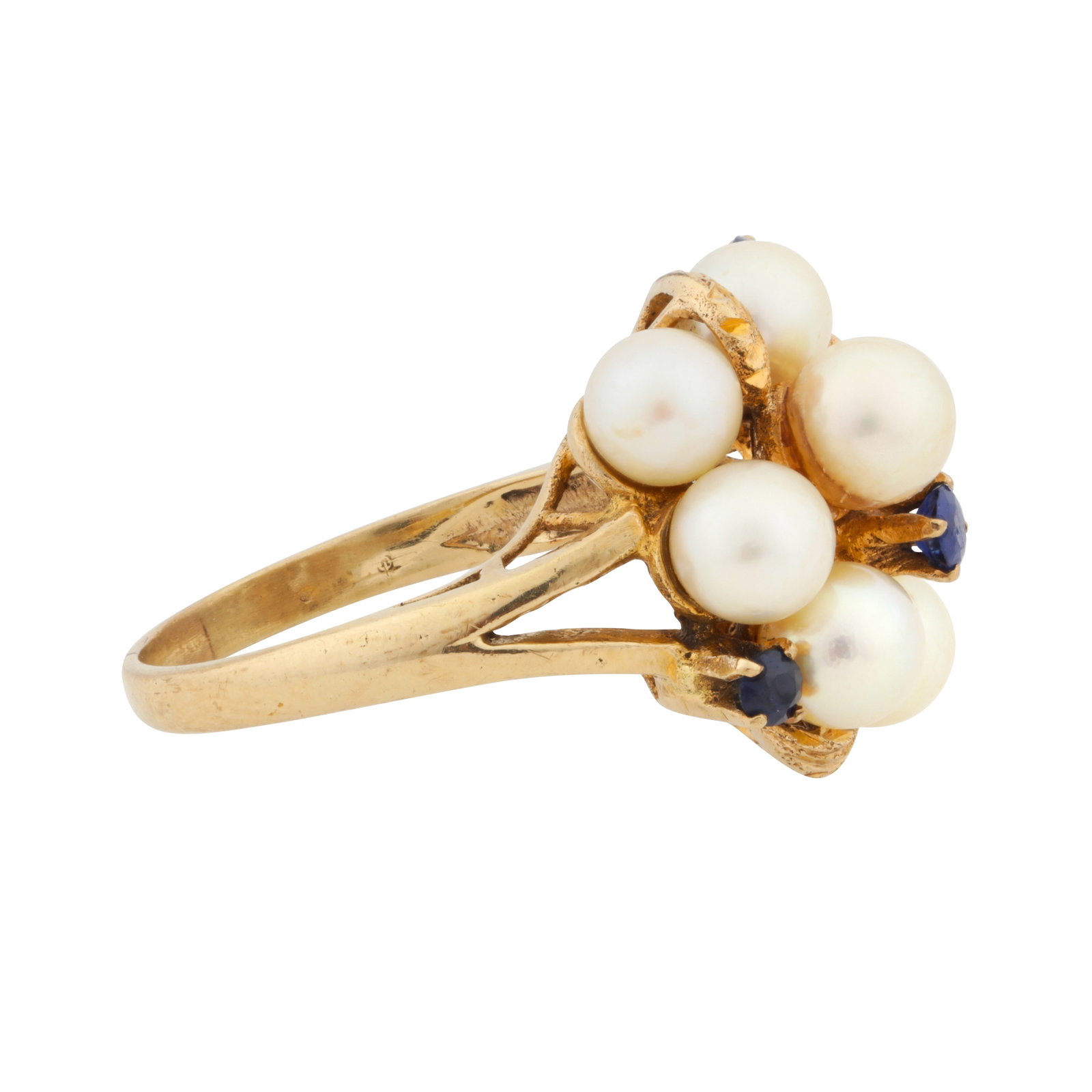 A sapphire and pearl dress ring Yellow metal - 2
