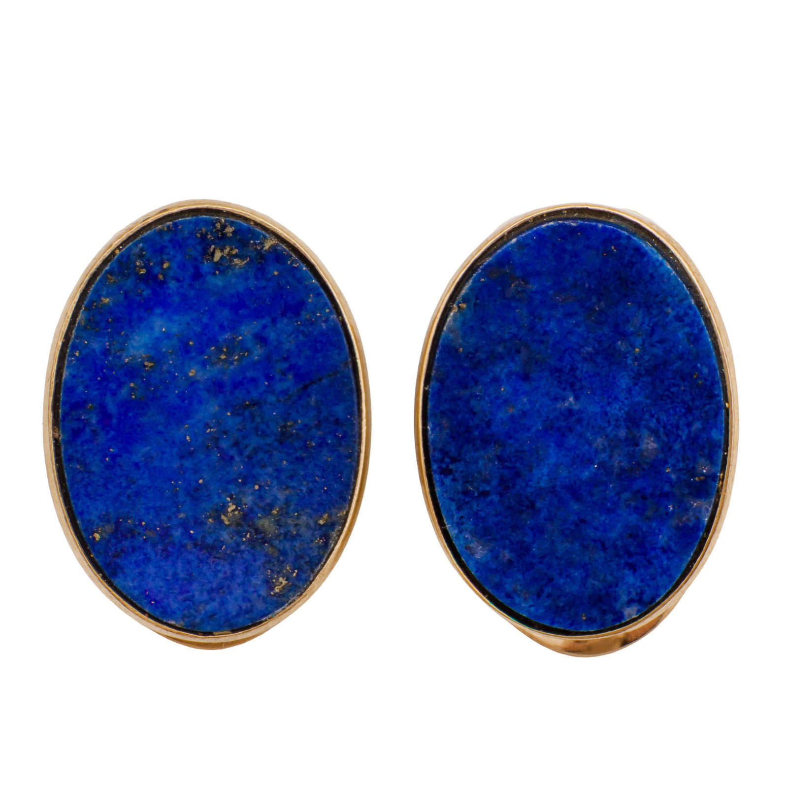 A lapis lazuli necklace and earring suite Yellow metal - 2