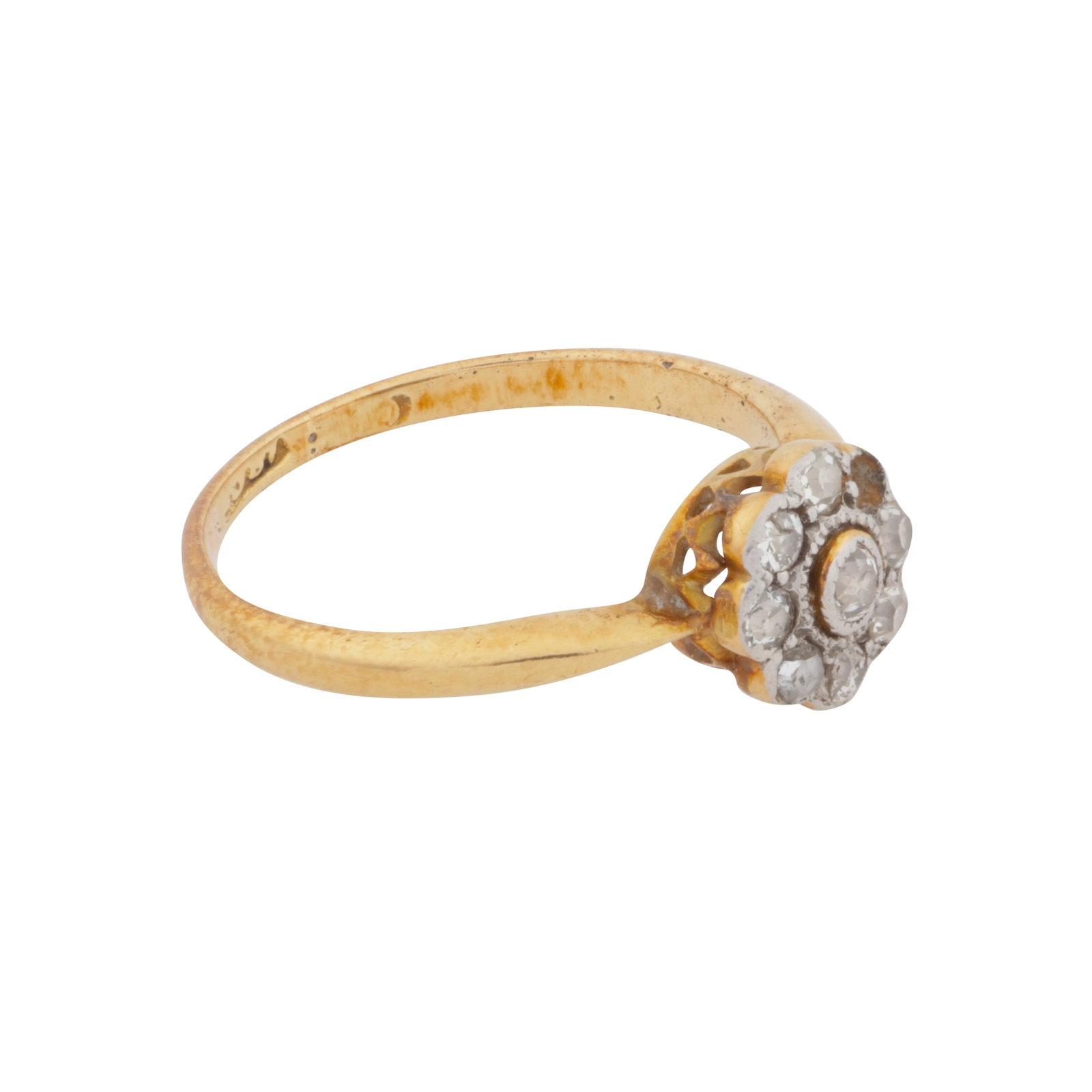 A diamond flowerhead ring Yellow and white metal - 2