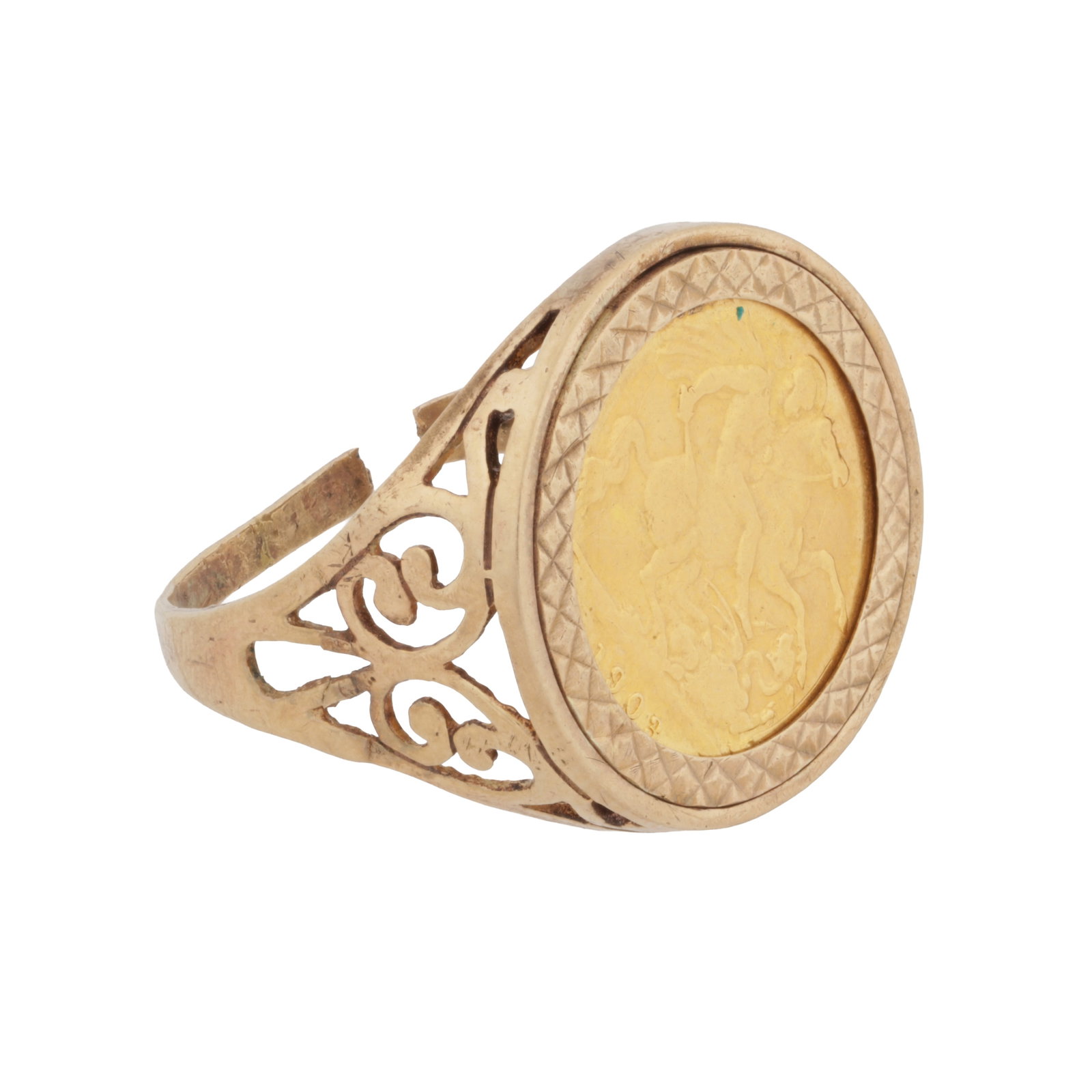 A half sovereign coin ring 9ct & 22 ct yellow gold - 2