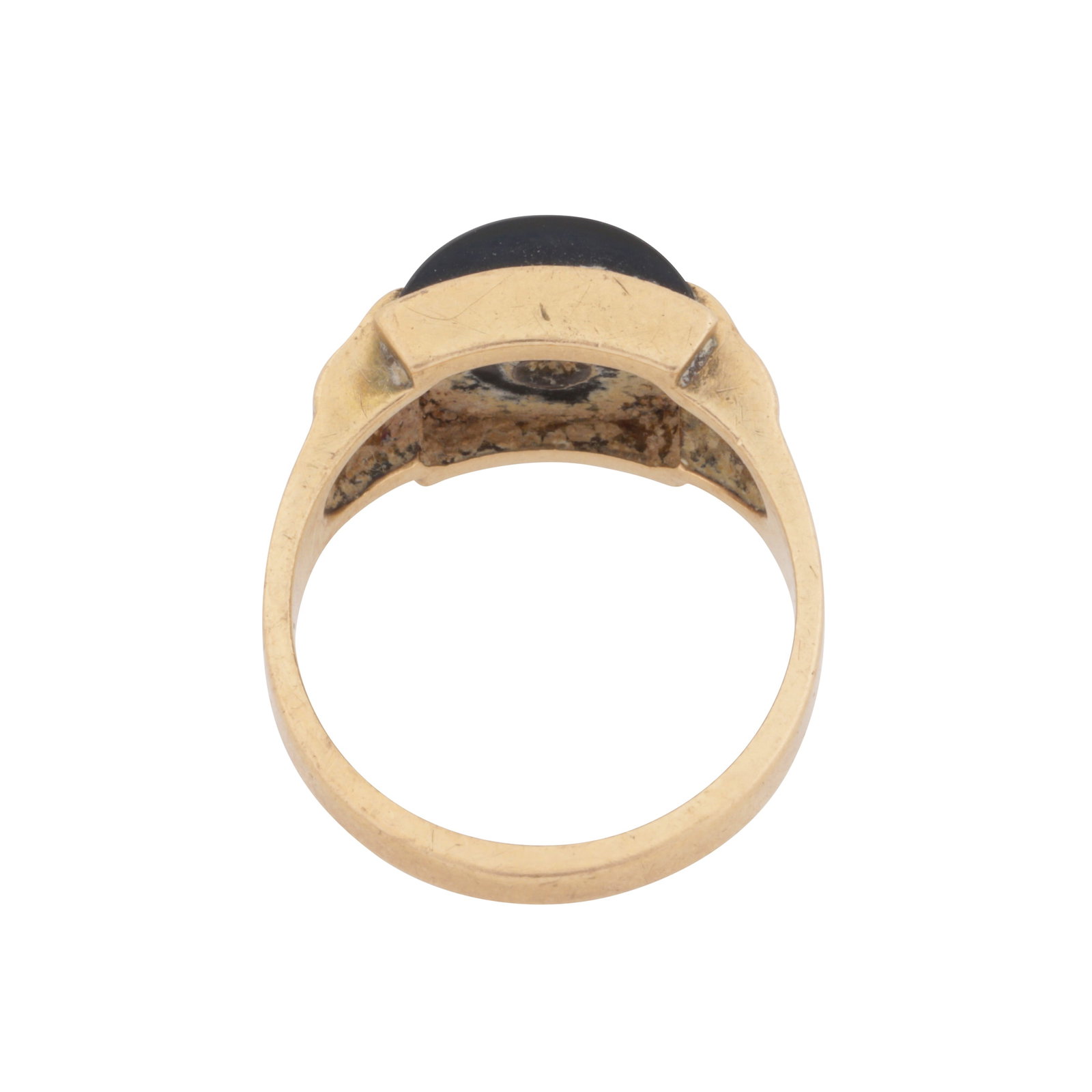 An onyx and diamond ring Yellow metal - 3
