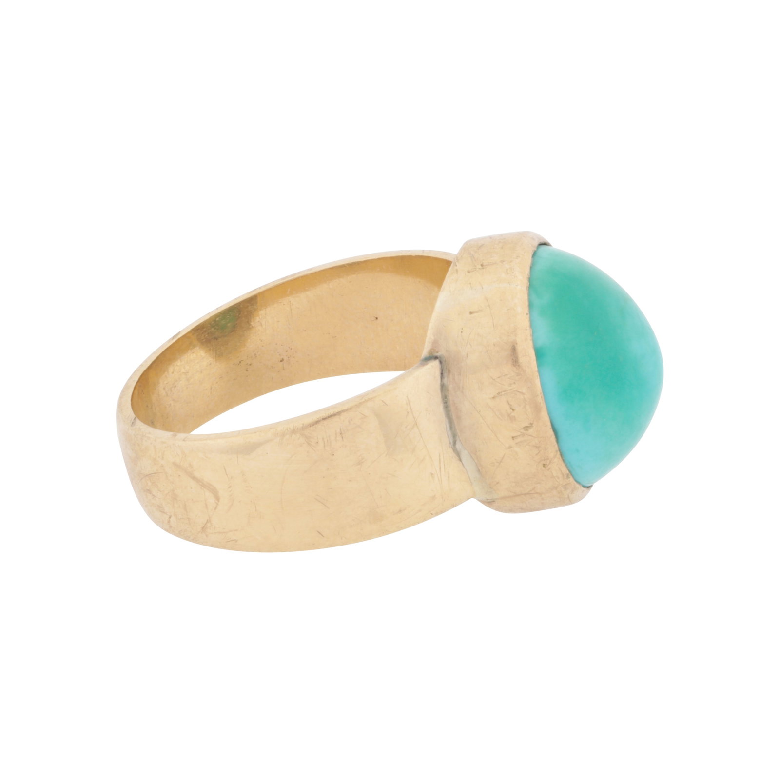 A single-stone turquoise ring Yellow metal - 2