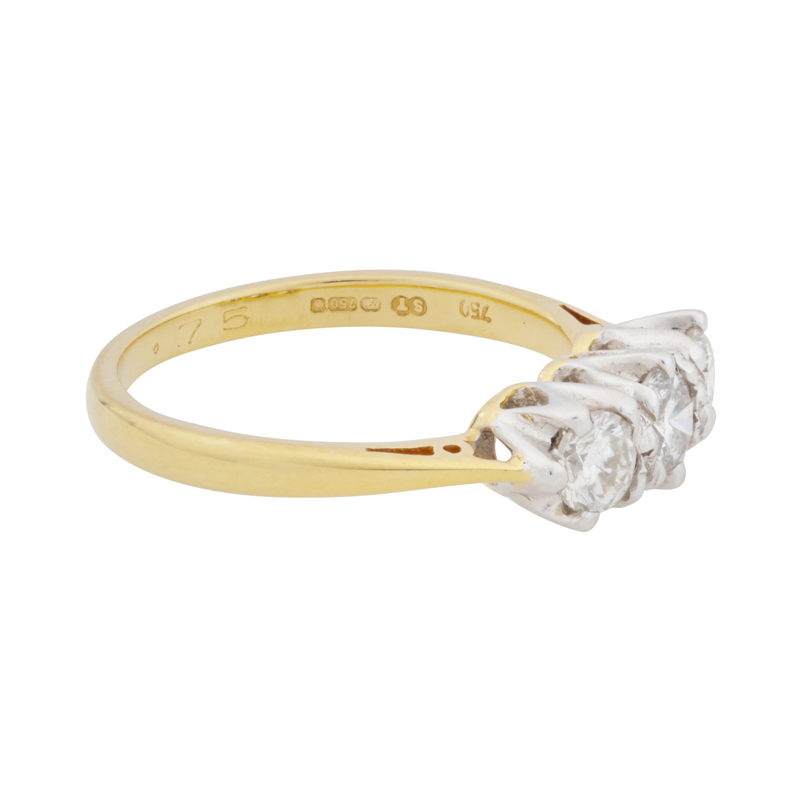 A diamond three stone ring 18ct yellow and white gold - 2