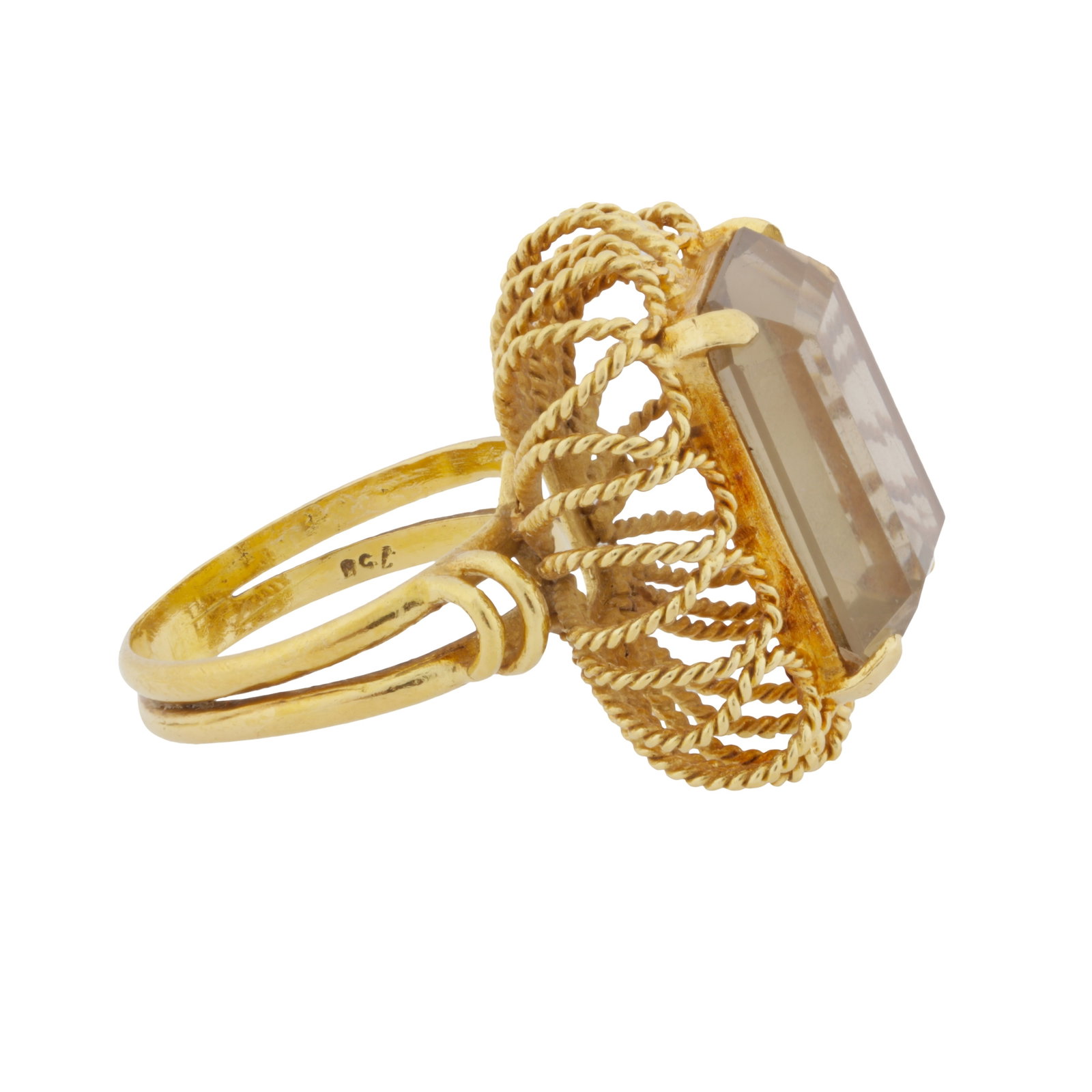 A citrine single stone ring Yellow metal - 2