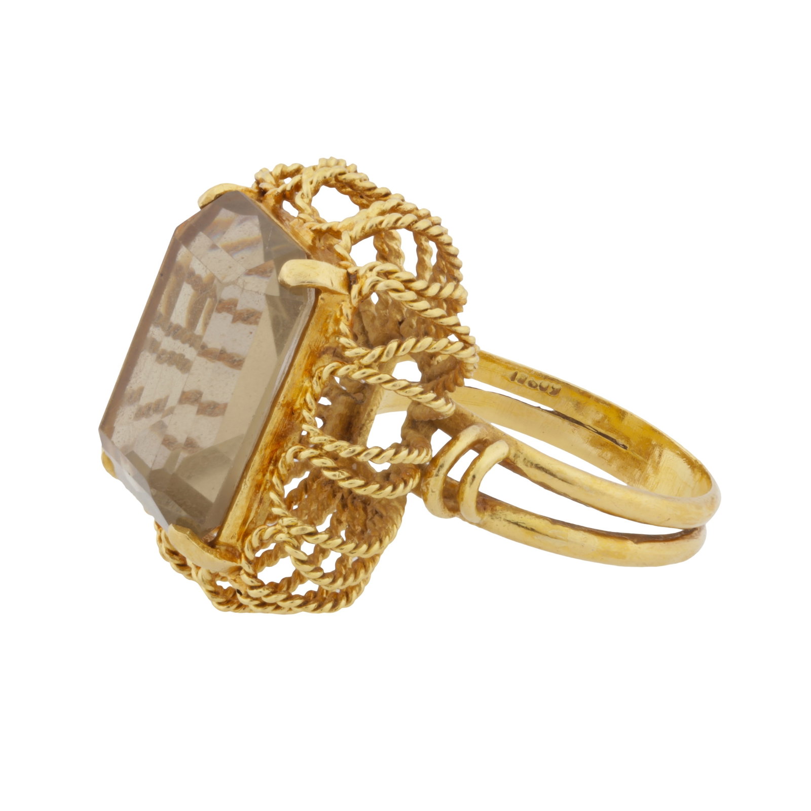 A citrine single stone ring Yellow metal - 3