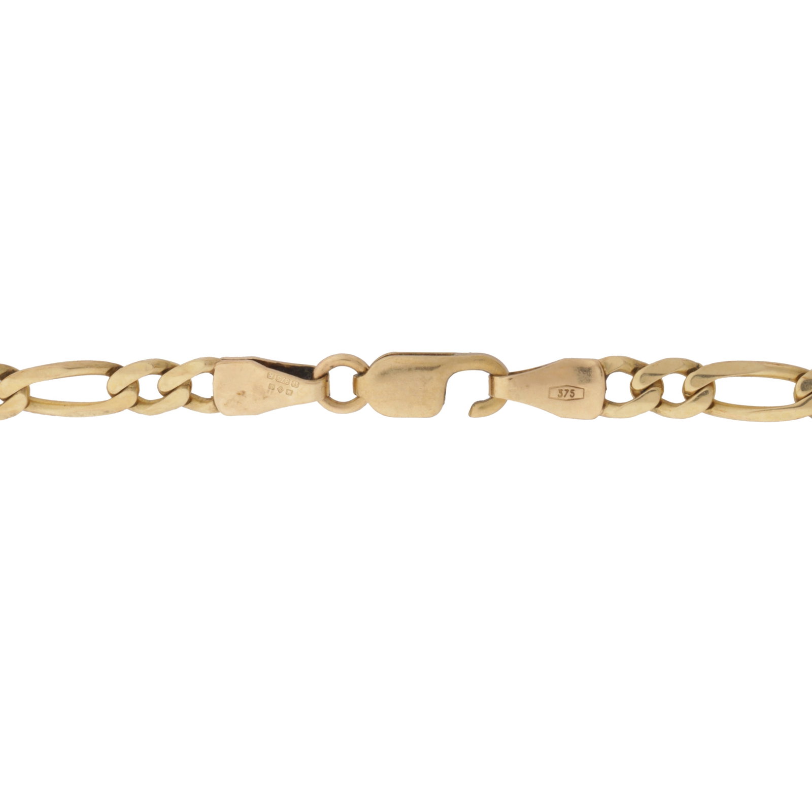 A figaro link chain necklace 9ct yellow gold - 3