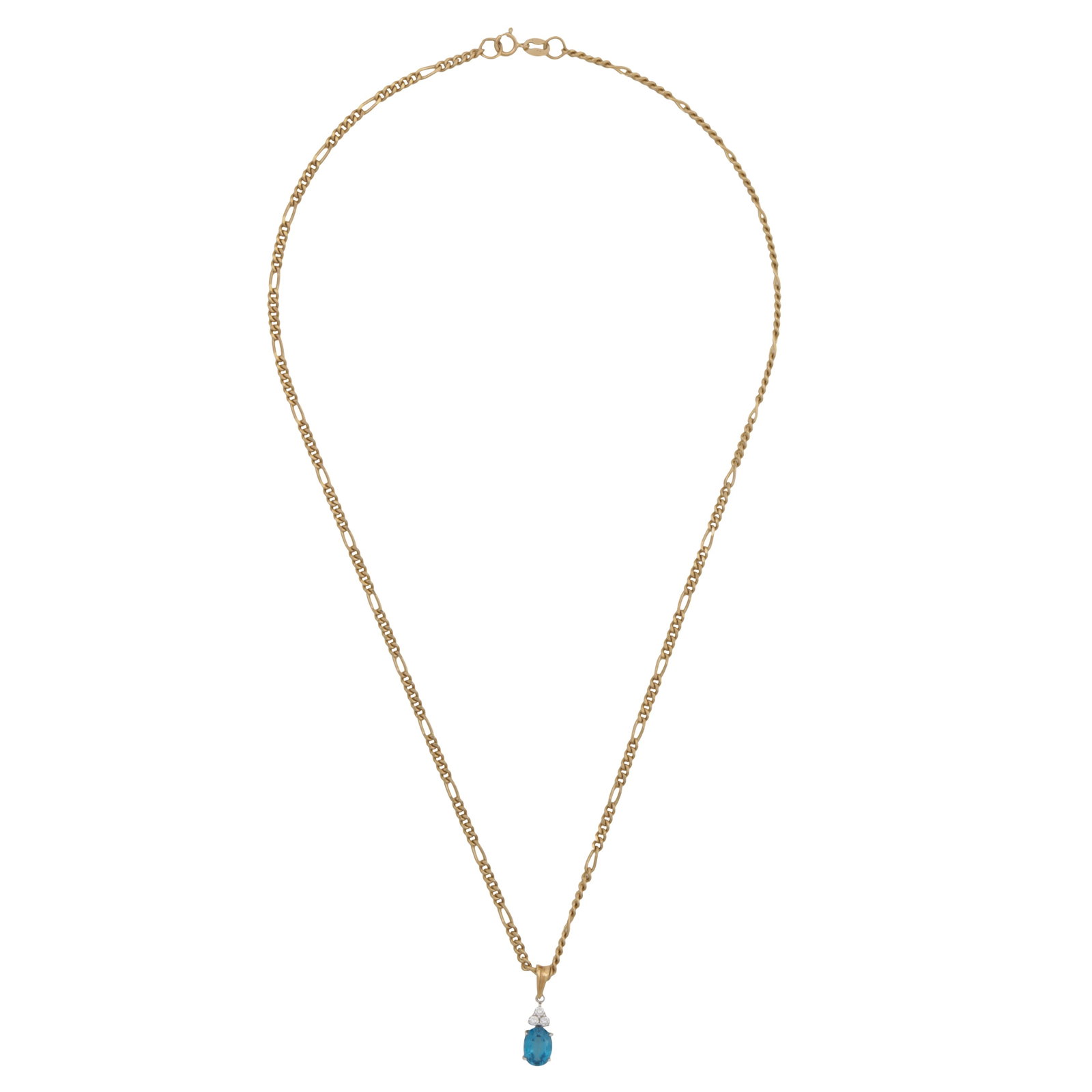 A topaz and diamond pendant necklace 9ct bi-colour gold - 2