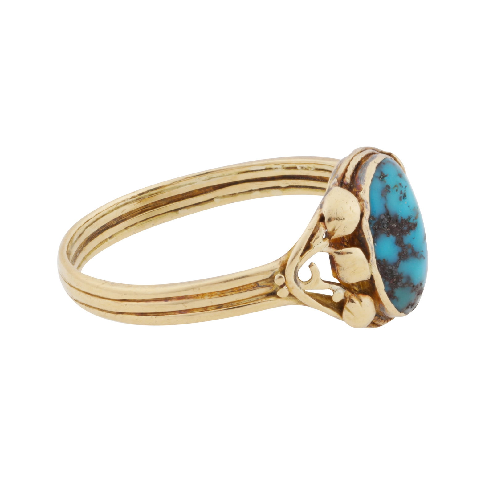 Possibly by Liberty and Co | A turquoise single stone ring Yellow metal - 2