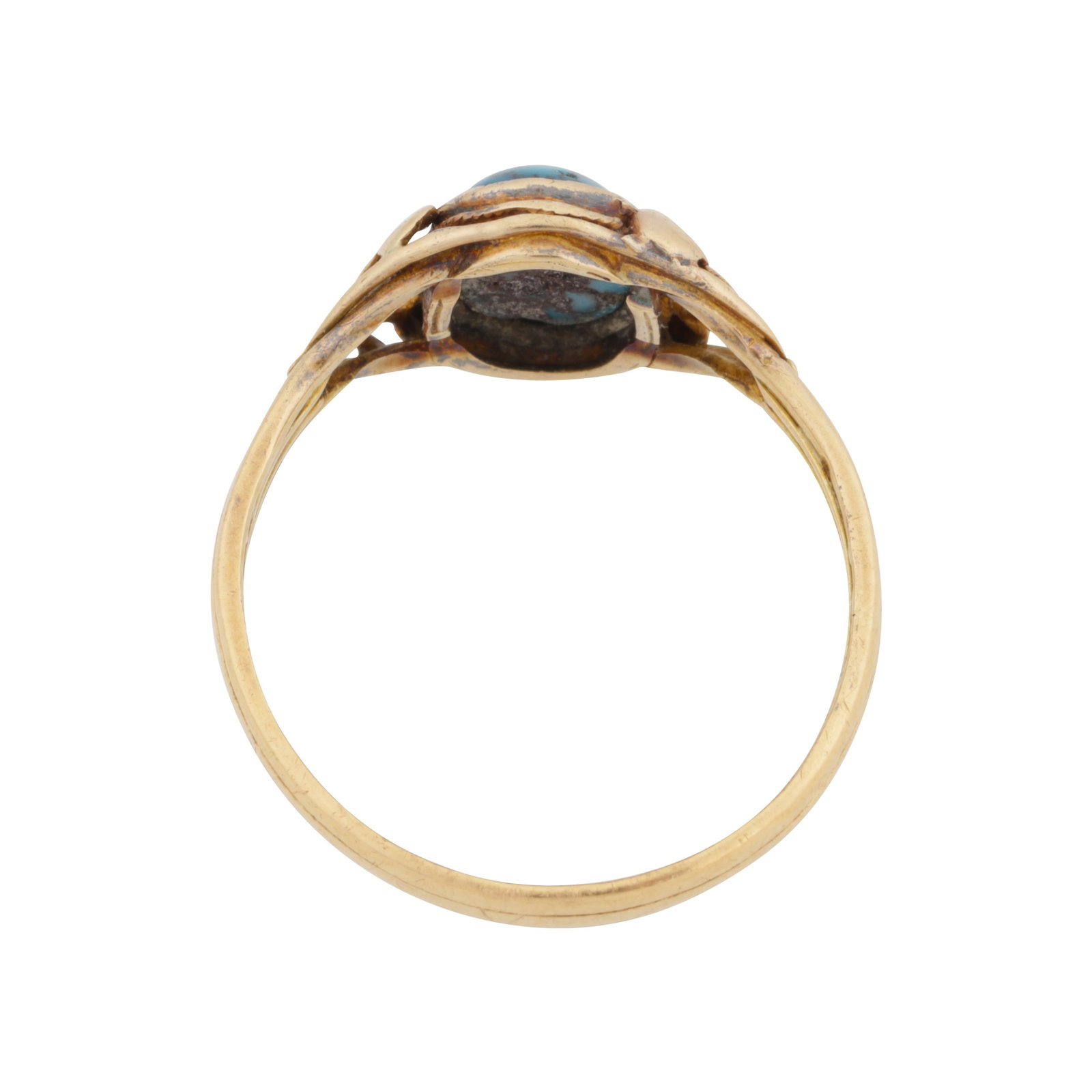 Possibly by Liberty and Co | A turquoise single stone ring Yellow metal - 3